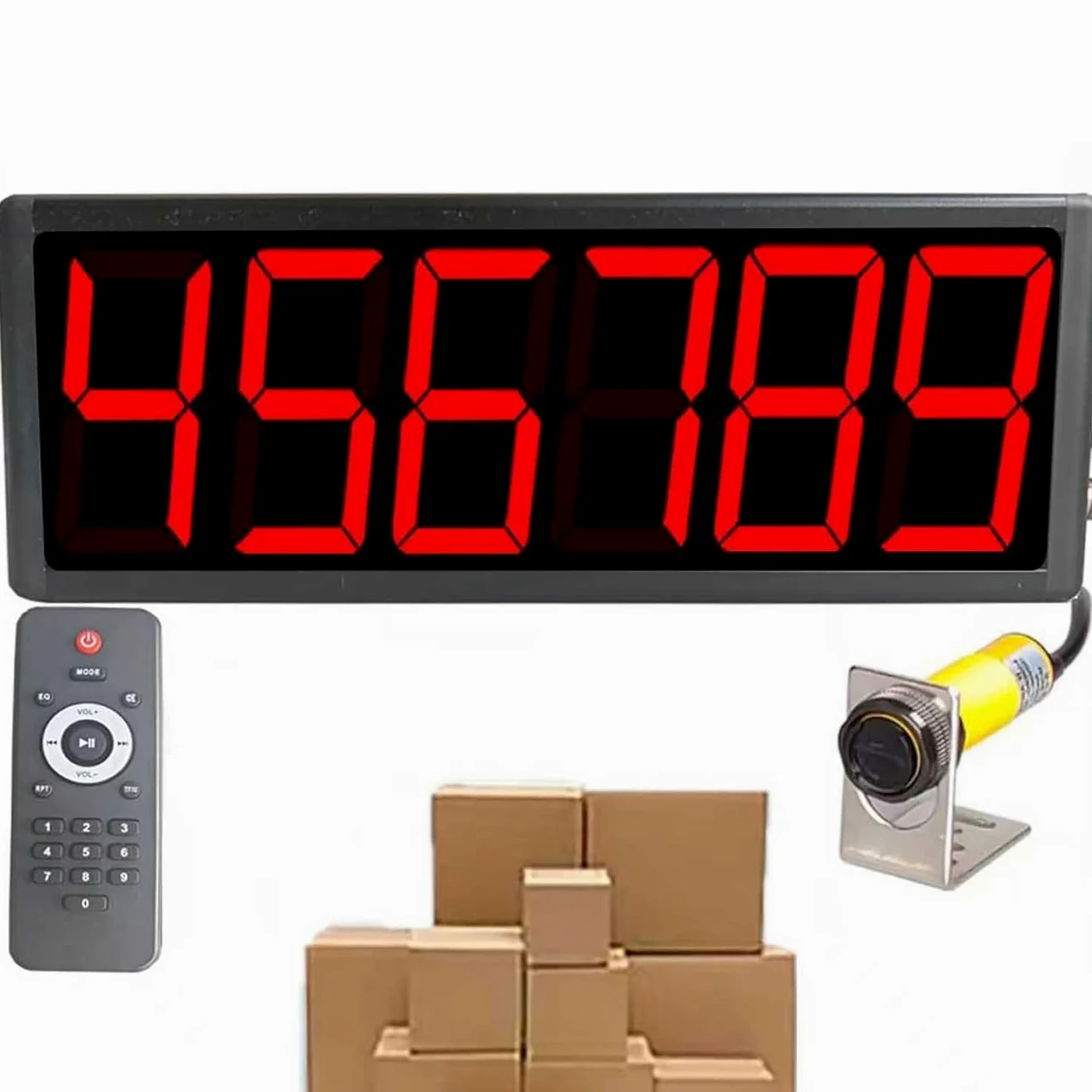 Contador digital con pantalla LED, distancia de inducción ajustable para aplicaciones de cinta transportadora y línea de producción