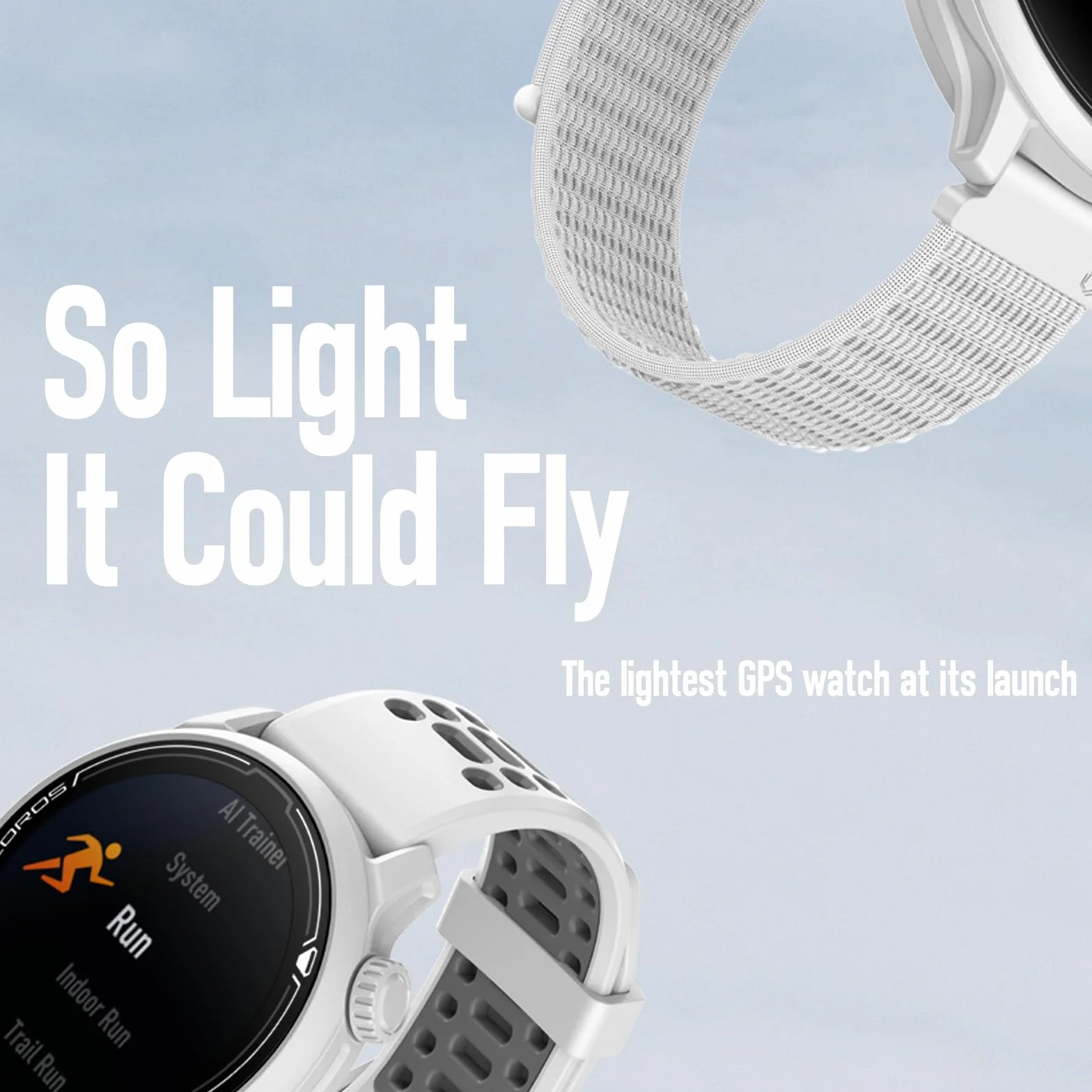 COROS Pace 2 Premium GPS Sport Watch White Silicone Band