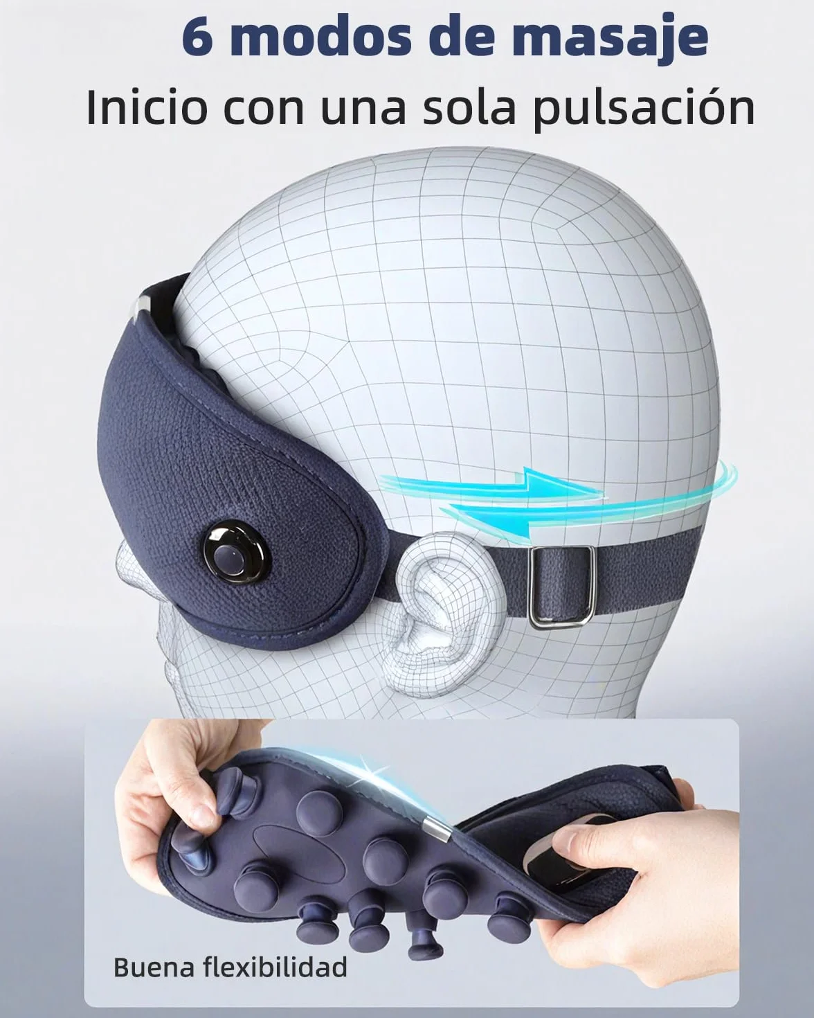 Masajeador Ocular Eléctrico con Calor y Vibración, Plegable 6 Modos