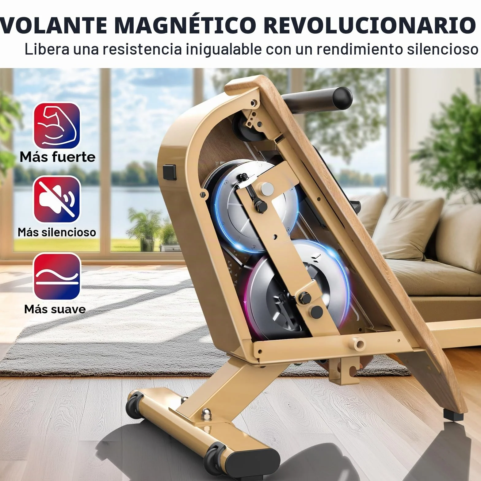 Máquina de remo para casa OR3, dispositivo de remo magnético con monitor Bluetooth, 16 niveles de resistencia, remo compacto con capacidad de peso de 150 kg, almacenamiento vertical, 2 años de