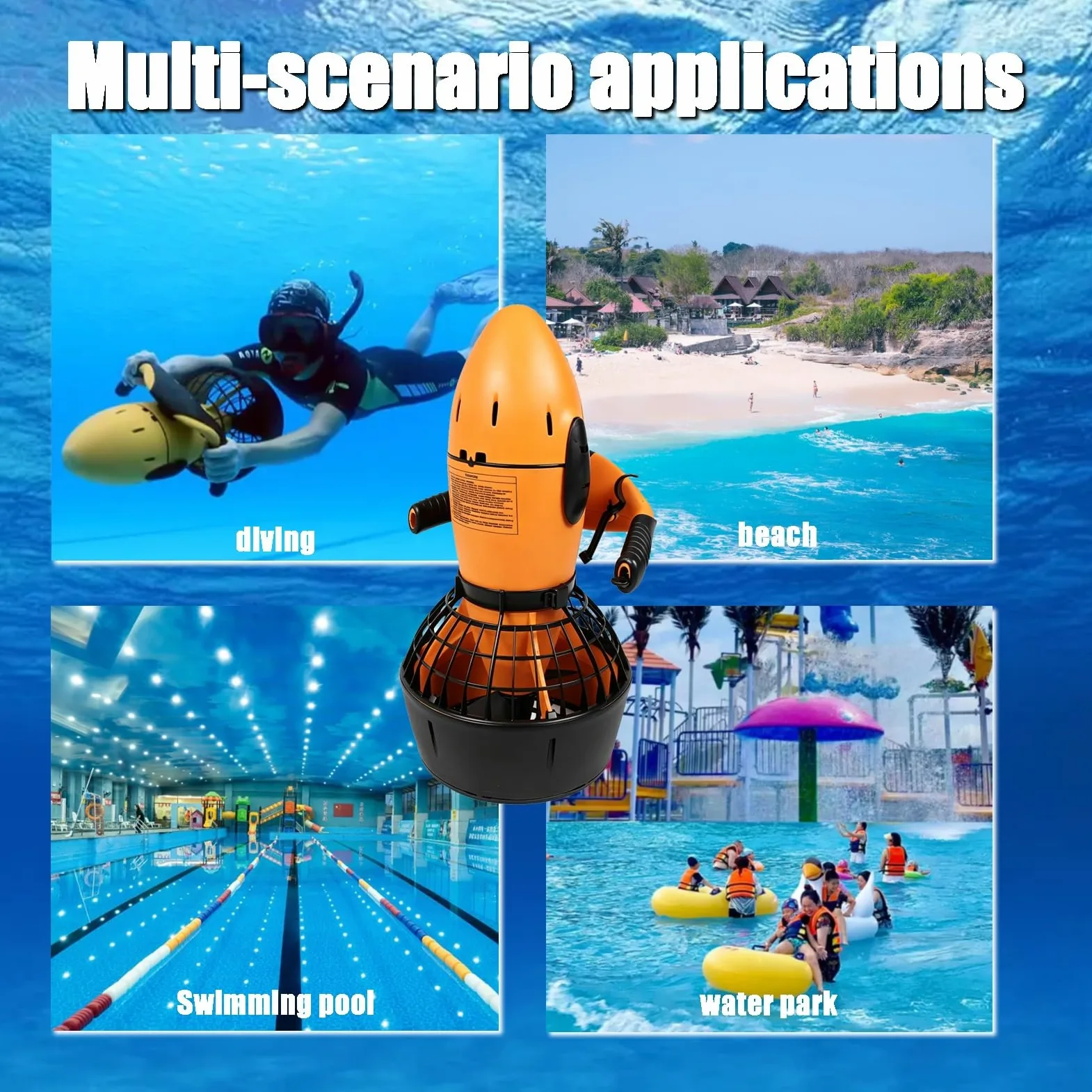 Patinete eléctrico subacuático de 300W/500W,Vehículo Submarino propulsión | Buceo Sea Scooter, Scooter subacuático Inteligente Equipo de Piscina de Aventuras