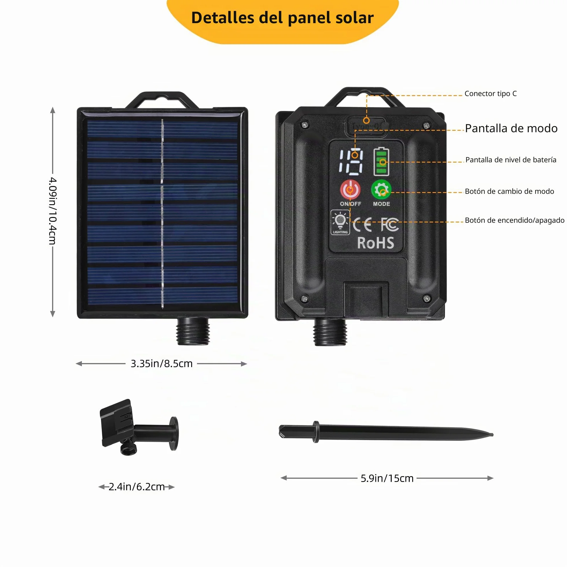 Tacobey Guirnalda Luces Exterior Solar 20M 200 LED Cadena de Luces 8 Modos Impermeable Blanco Cálido