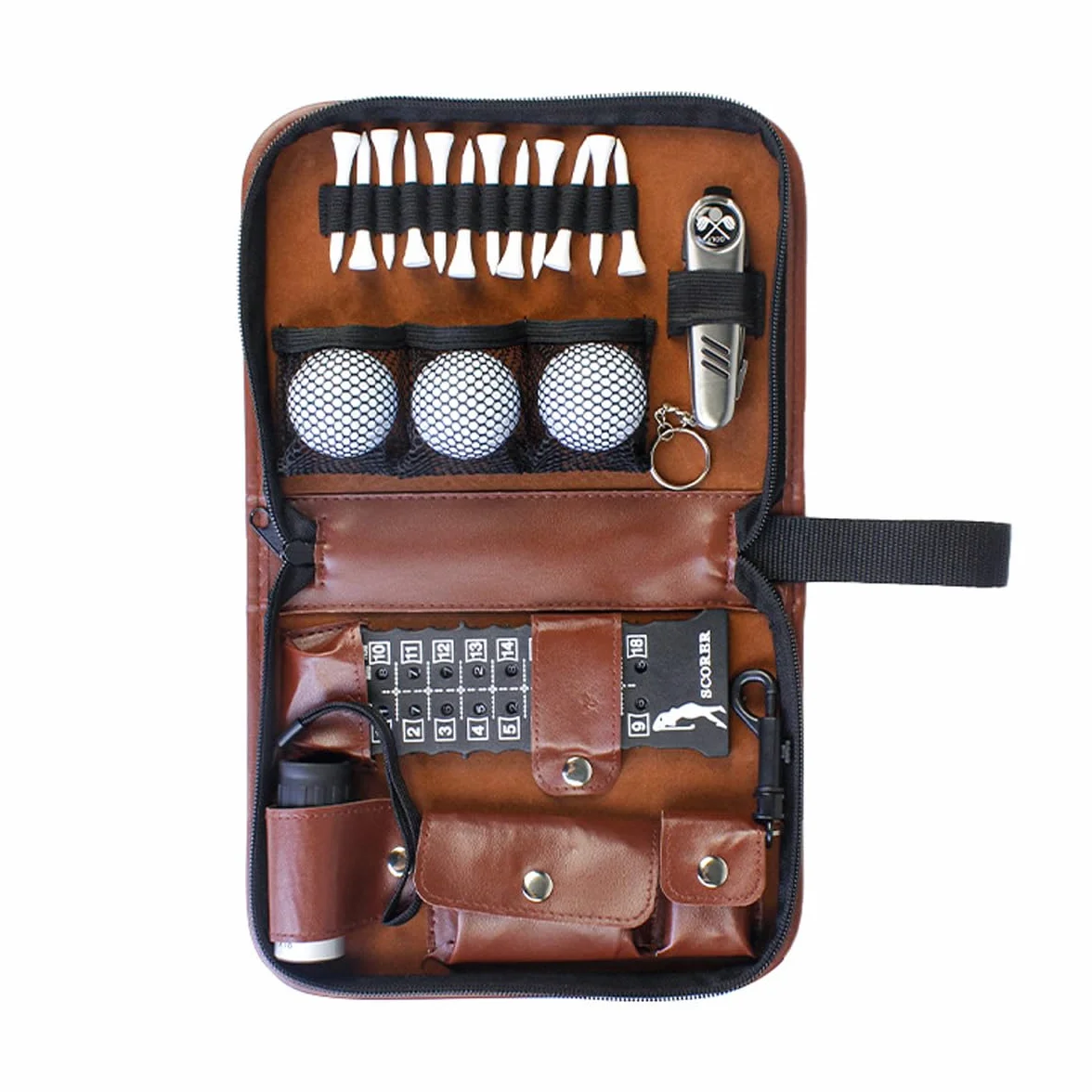 Regalos de golf para hombres y mujeres, juego de accesorios de golf con estuche de alta gama, telémetro, cepillo y tees, multifuncional.