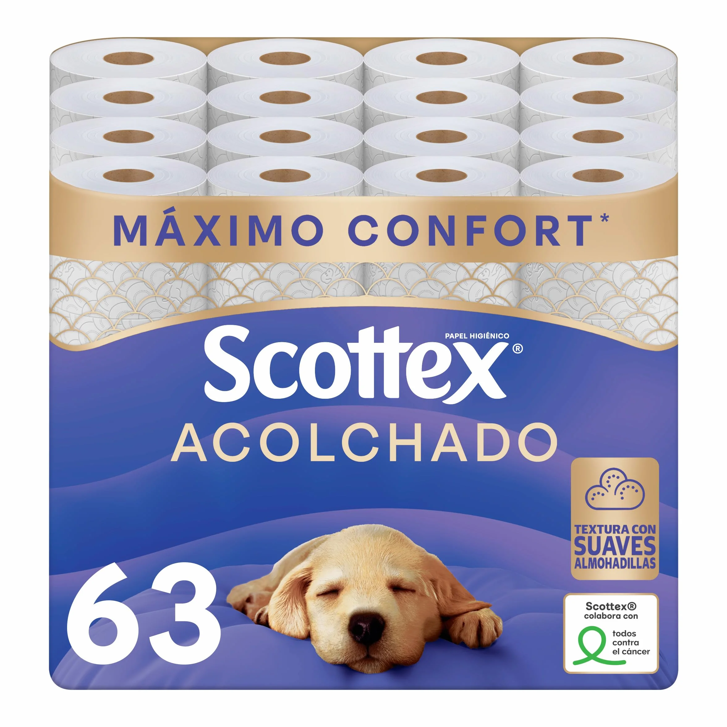 Scottex Acolchado Papel Higiénico 63 Rollos 3 Capas