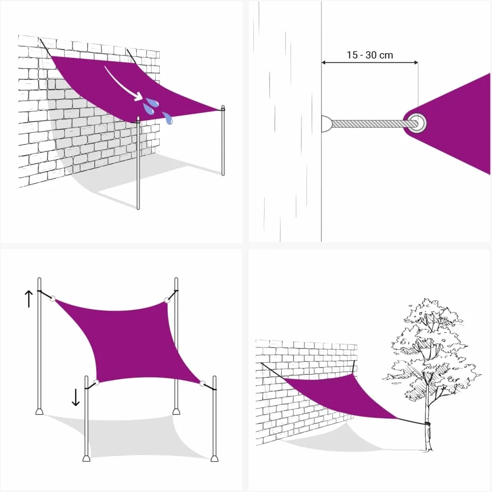 vidaXL Toldo de Vela poliéster Oxford 100% Gris Claro 2,5x2,5x3,5 m, toldo, Parasol, Carpa, toldos, parasoles, Carpas, entoldado, entoldados