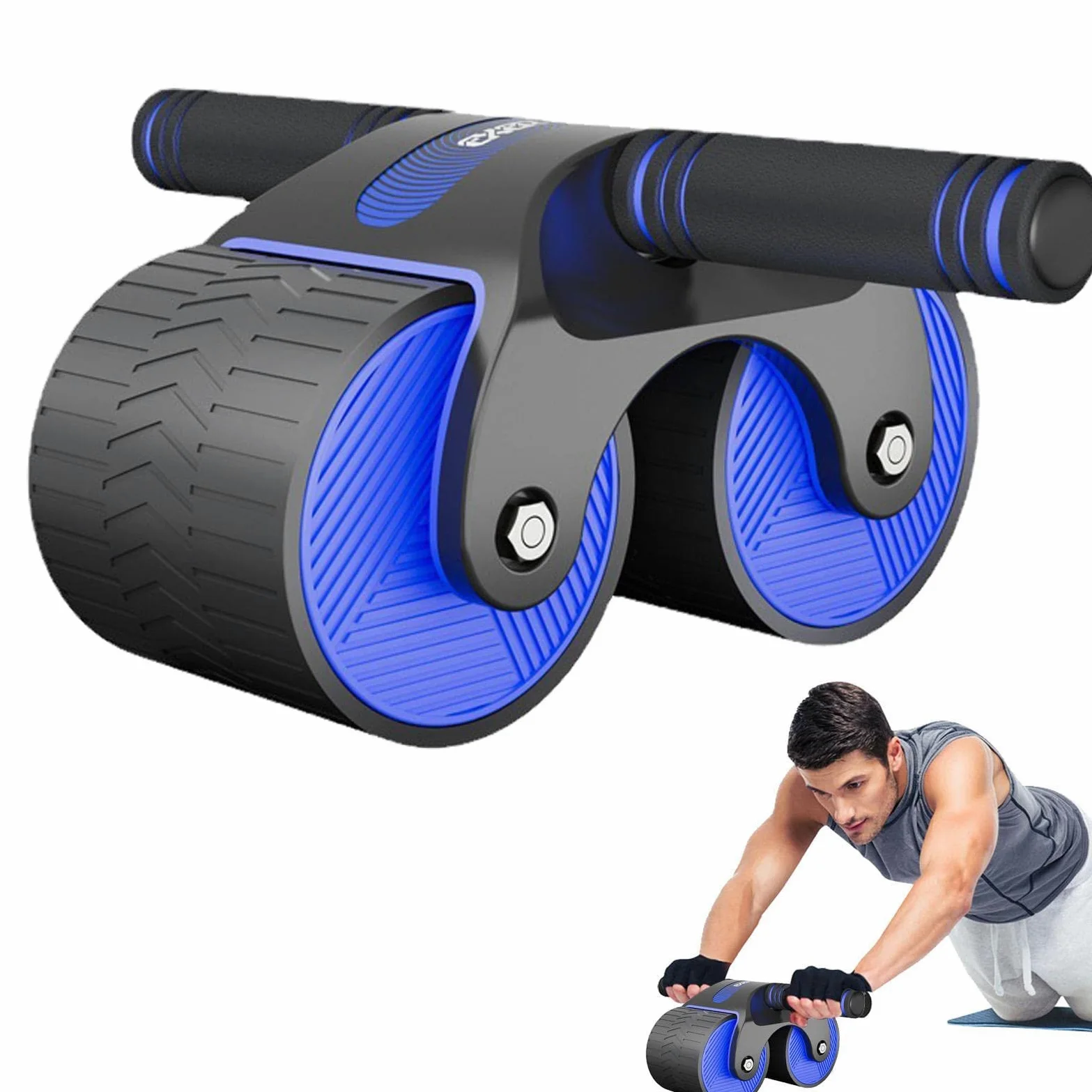 3 Rueda de Abdominales,AB Roller para Entrenamiento de Abdominales con Ruedas Dobles estables y Rebote automático | Rodillo AB de Doble Rueda para Entrenamiento de Abdominales