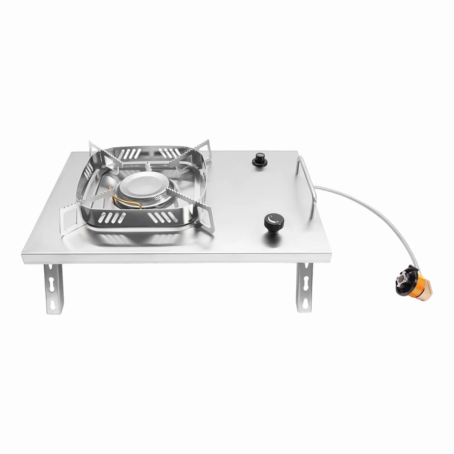 Hornillo de gas para camping, 2600 W, plegable, cocina portátil, 1 llama, hornillo de gas con quemadores ajustables para cocina, camping, trekking, jardín, picnic