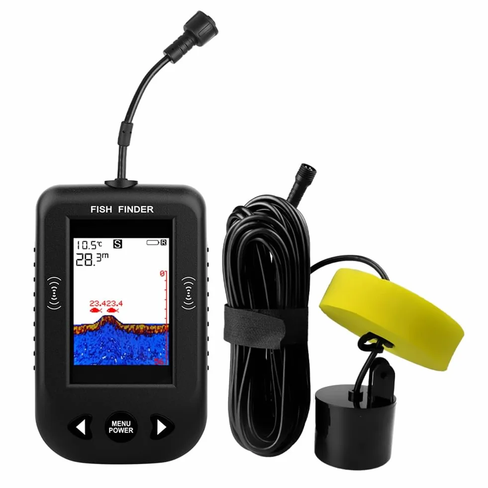 Buscador de Peces Portátil Sonda de Profundidad de Agua con Sensor Transductor Negro