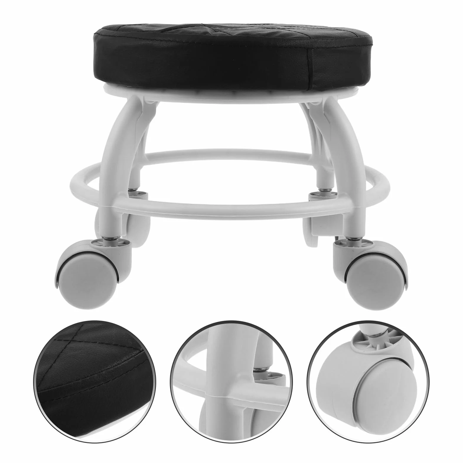 DOITOOL Taburete para Pedicura con Ruedas, Material PU y Plástico, Capacidad de Carga Fuerte para Salones de Belleza