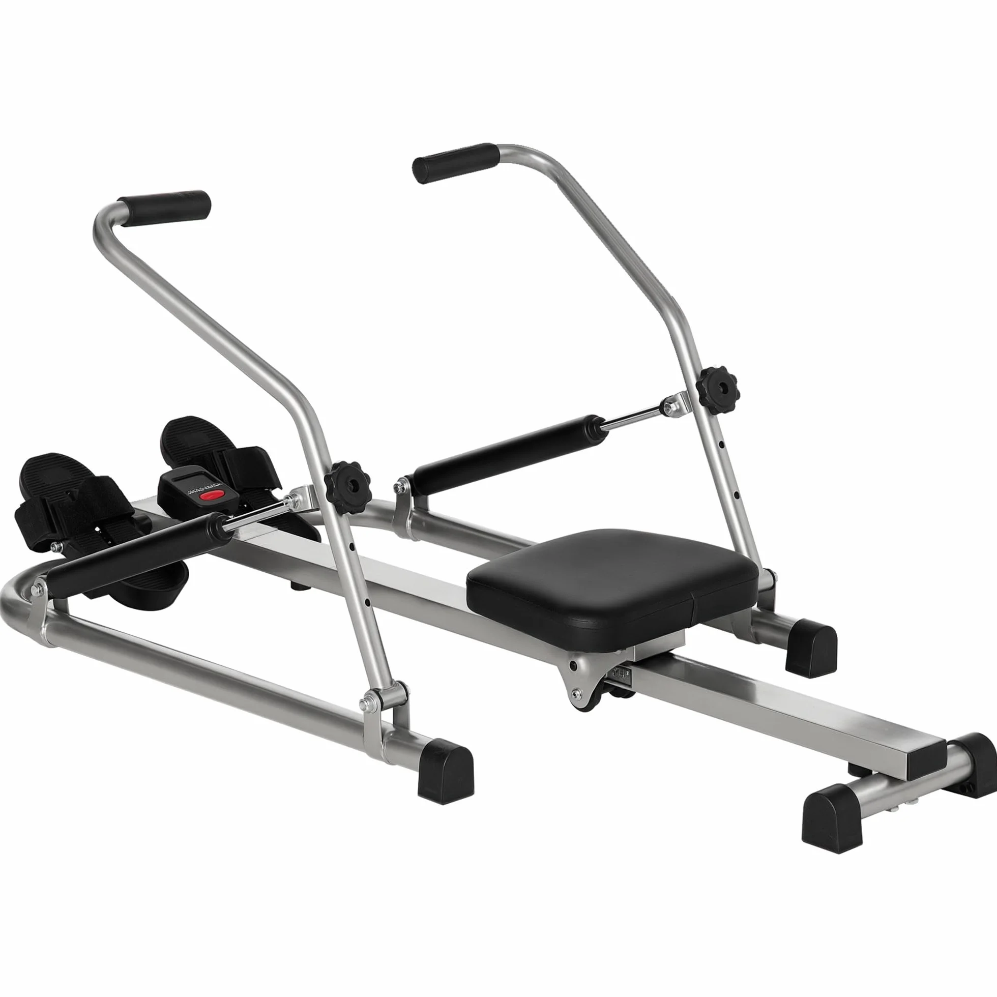HOMCOM Máquina de Remo Hidráulico Plegable con 3 Niveles de Resistencia Monitor Digital y Pedal Antideslizante para Fitness en Casa Acero 129x70x70 cm Negro y Plata