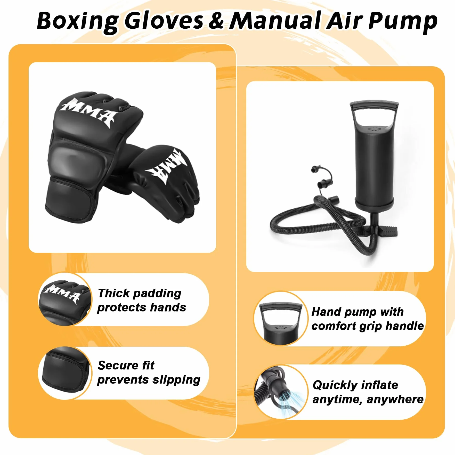 Boxeo pesado con base cuadrada, saco de boxeo, guantes de boxeo, bomba, caja de regalo premium para gimnasio en casa, MMA, fitness, saco de boxeo inflable para hombres
