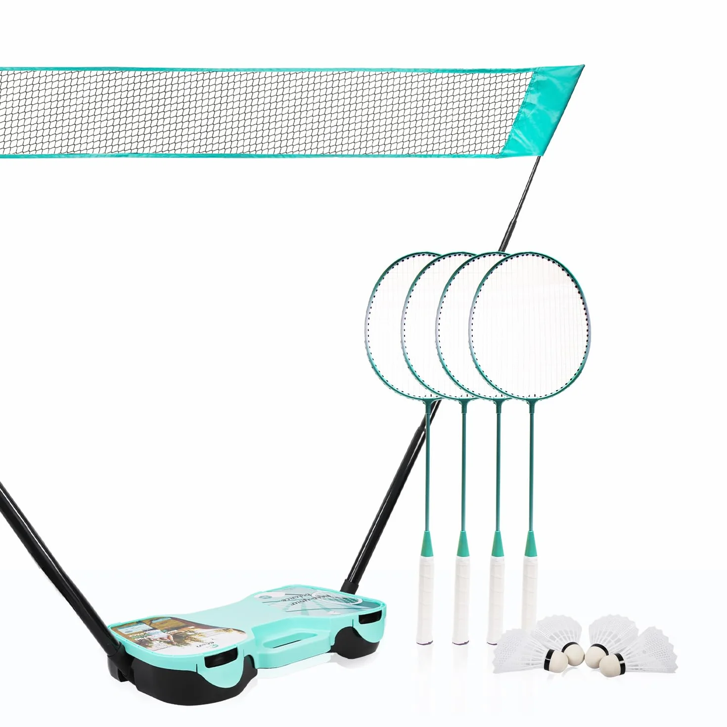 EasyGo Juego de Bádminton con 4 Raquetas, Red y 4 Volantes