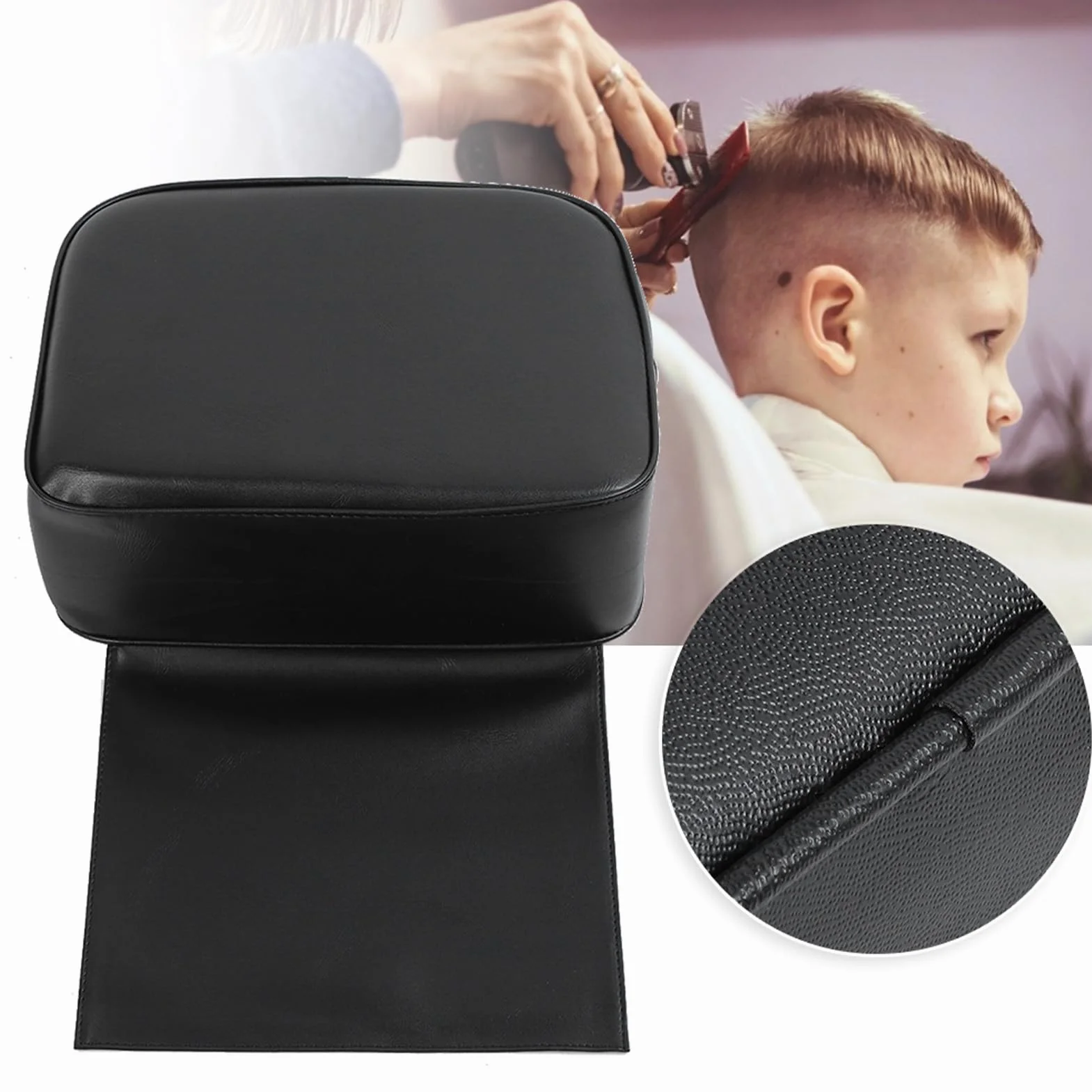 Cojín Elevador para Silla de Peluquero, Profesional para Cortar Cabello Niños, Engrosado, Negro
