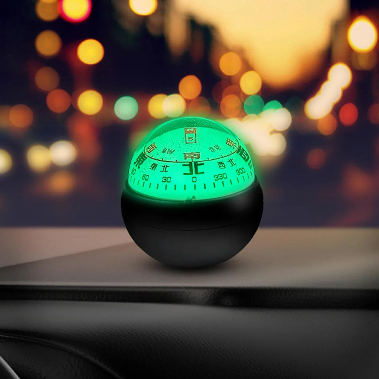 Bola de brújula automotriz | Tablero de instrumentos de coche y barco con esfera de brújula de doble esfera | Soporte de tablero de diseño luminoso, para coches, barcos, vehículos al aire libre