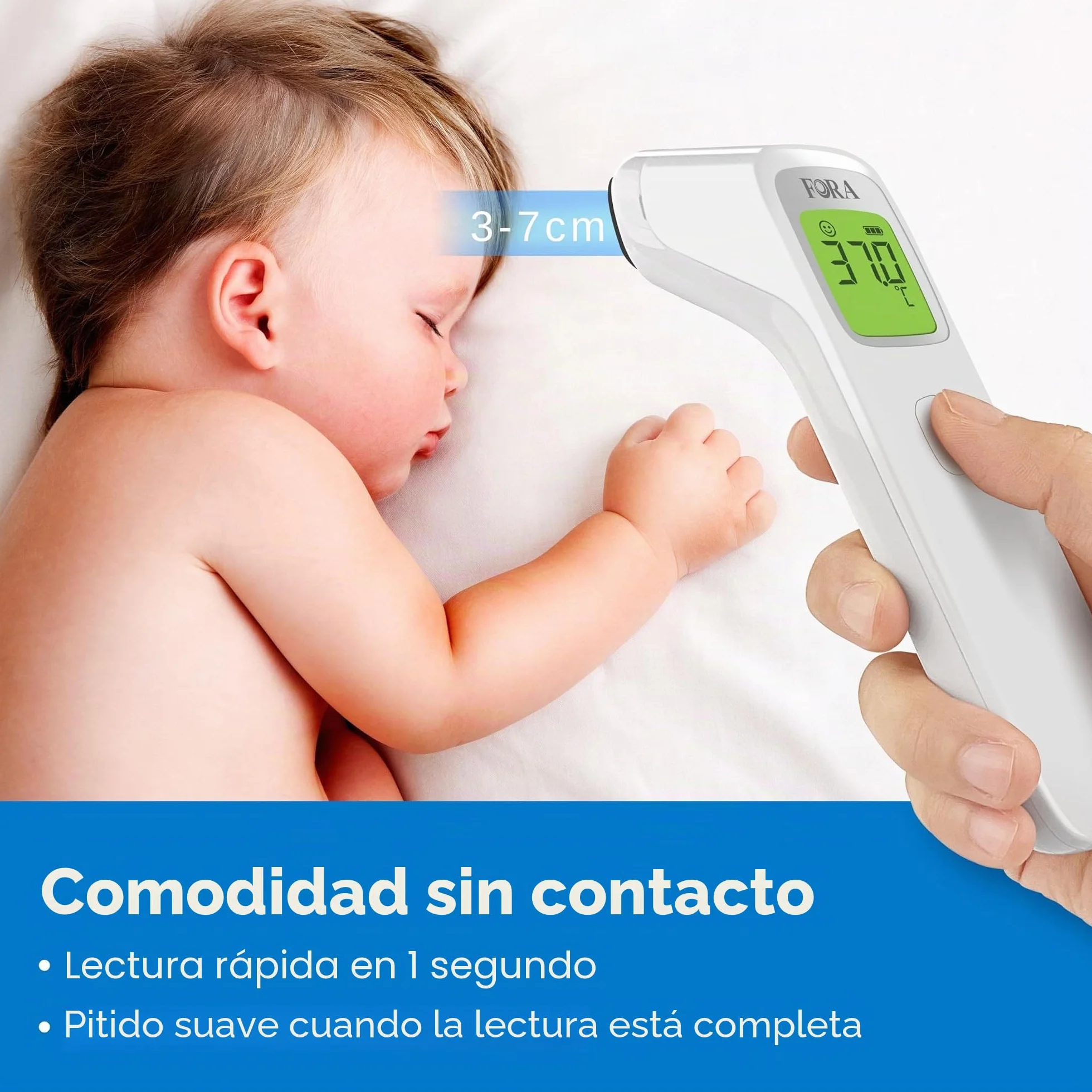 FORA IR42 Termómetro infrarrojo de frente sin contacto para fiebre, medición inmediata y precisa, indicador LED