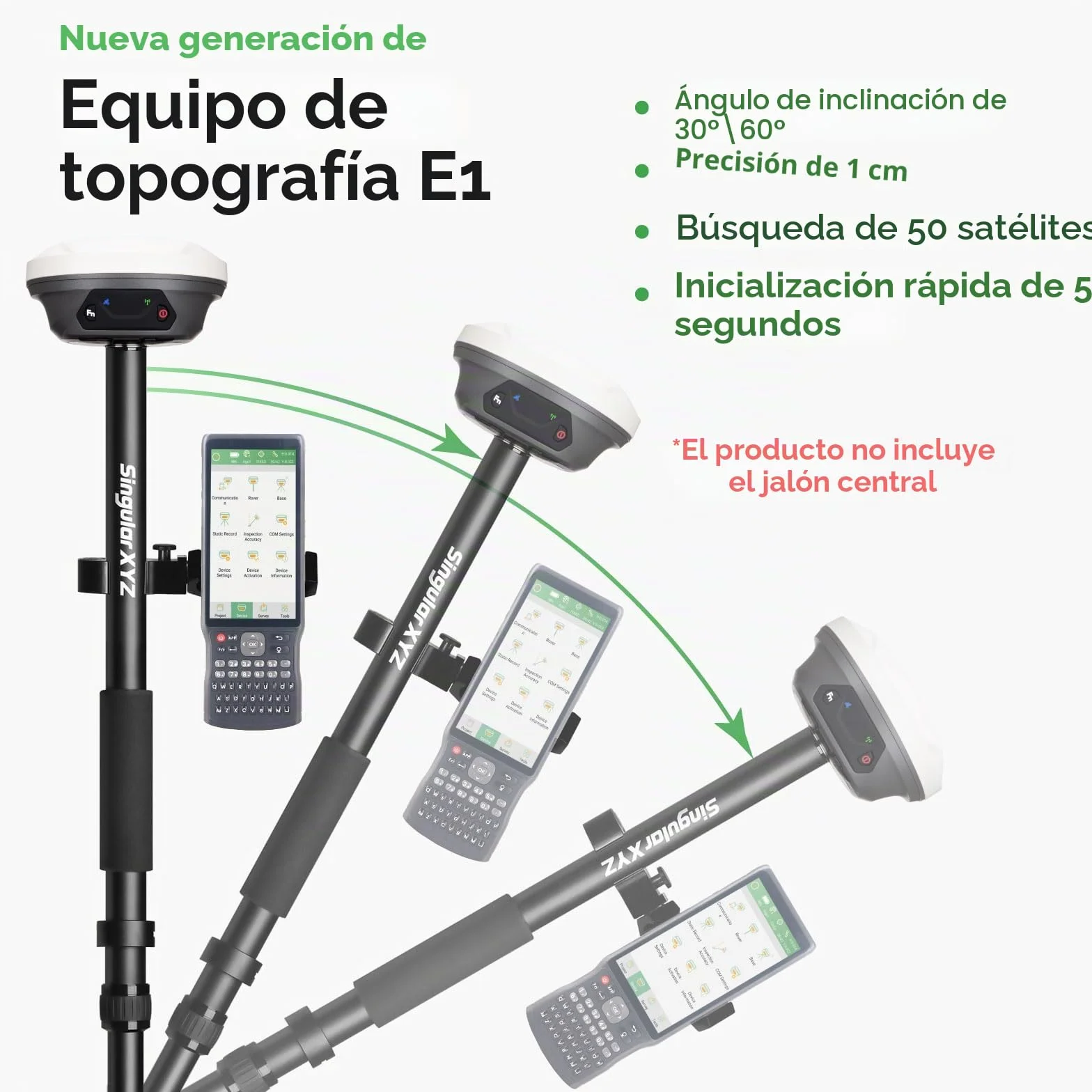 E1 GNSS IMU RTK GPS equipo de topografía Rover receptor Rtk Gnss colector de mano y software de encuesta, 1408 canales, precisión de 1 cm, distancia de 5 km