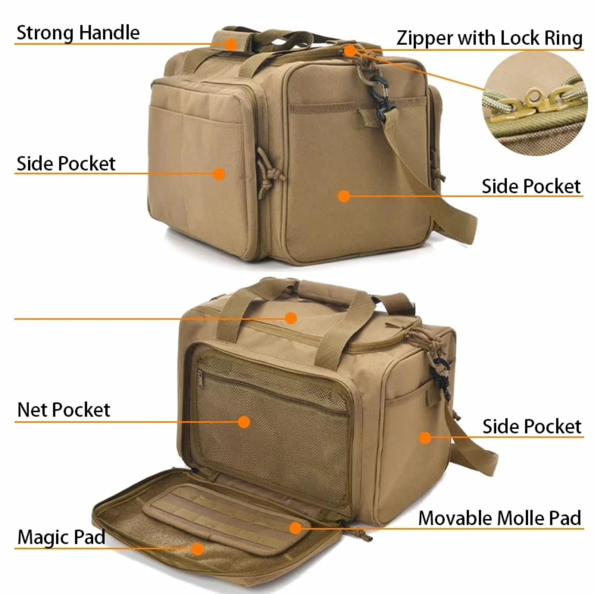 Peminkoo Bolsa de Tiro con Pistola táctica Sistema Molle Accesorios de Caza Mochila de Hombro