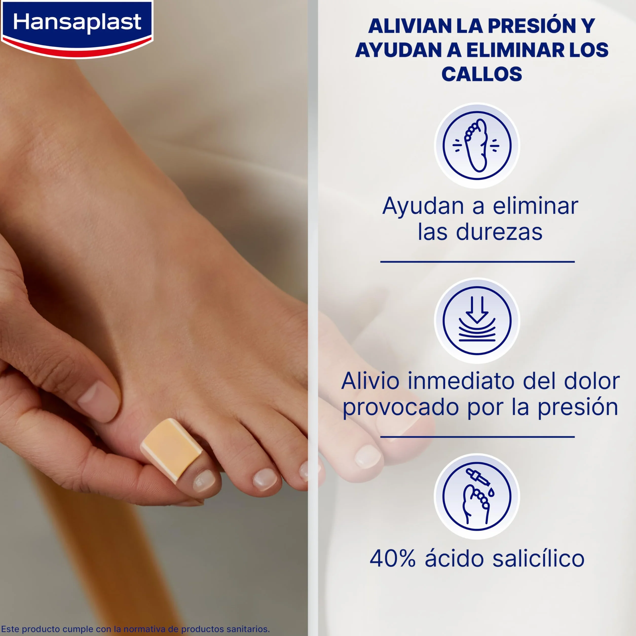 Hansaplast Apósito adhesivo para callos con ácido salicílico, alivio dolor, 8 unidades