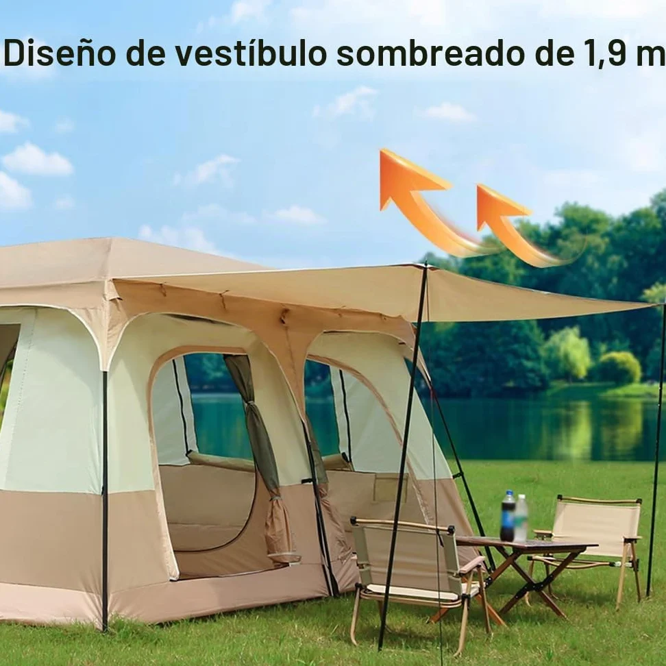 HUIOP Tienda de campaña de Viaje con 2 Habitaciones Tienda de campaña Familiar Grande Transpirable y Resistente a la Lluvia para 6-8 Personas Acampar al Aire Libre Senderismo Mochilero Playa,Outdoor T