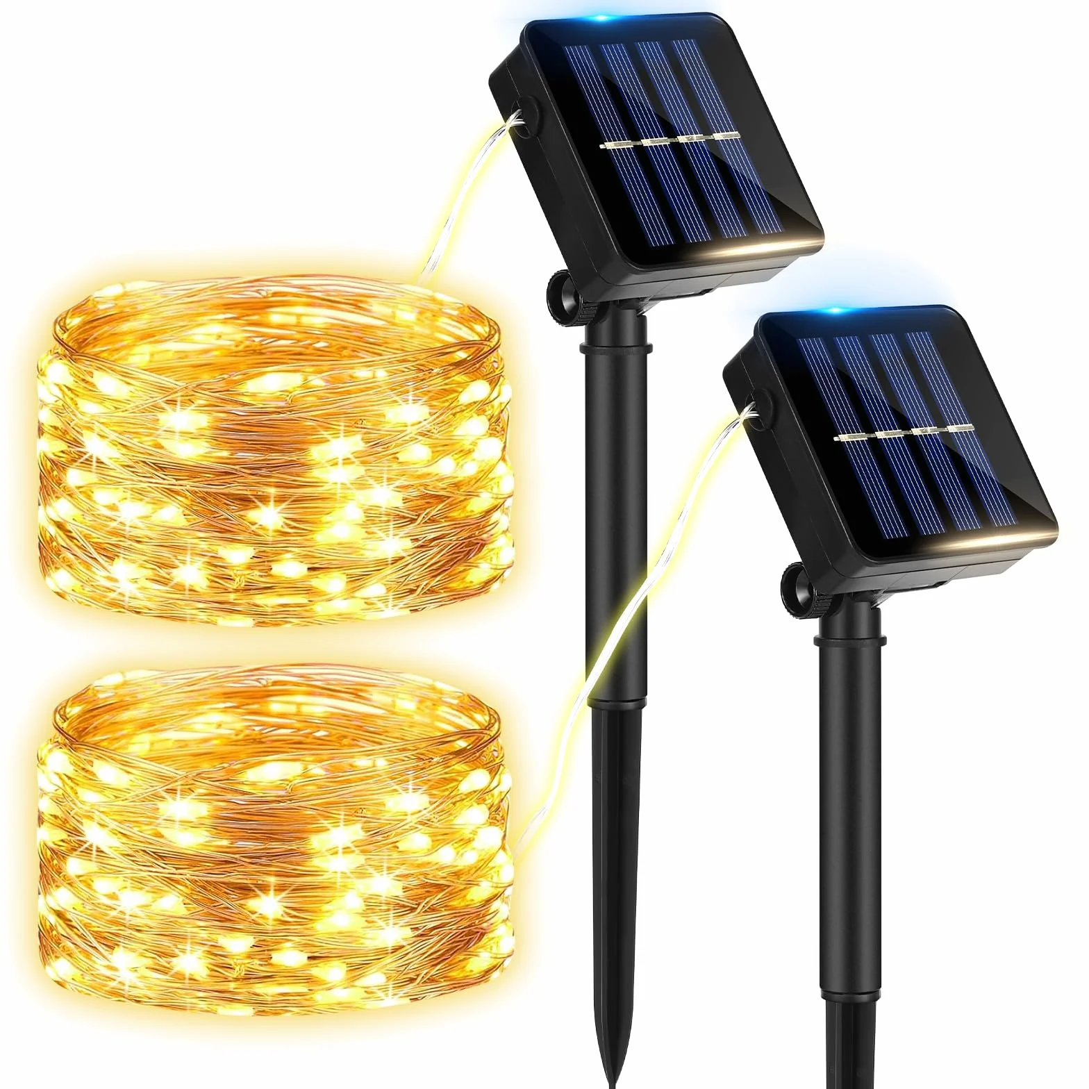 Guirnalda Luces Exterior Solar, 2 Pack Luces Solares LED 12m 120 LED IP65 Impermeable para Navidad