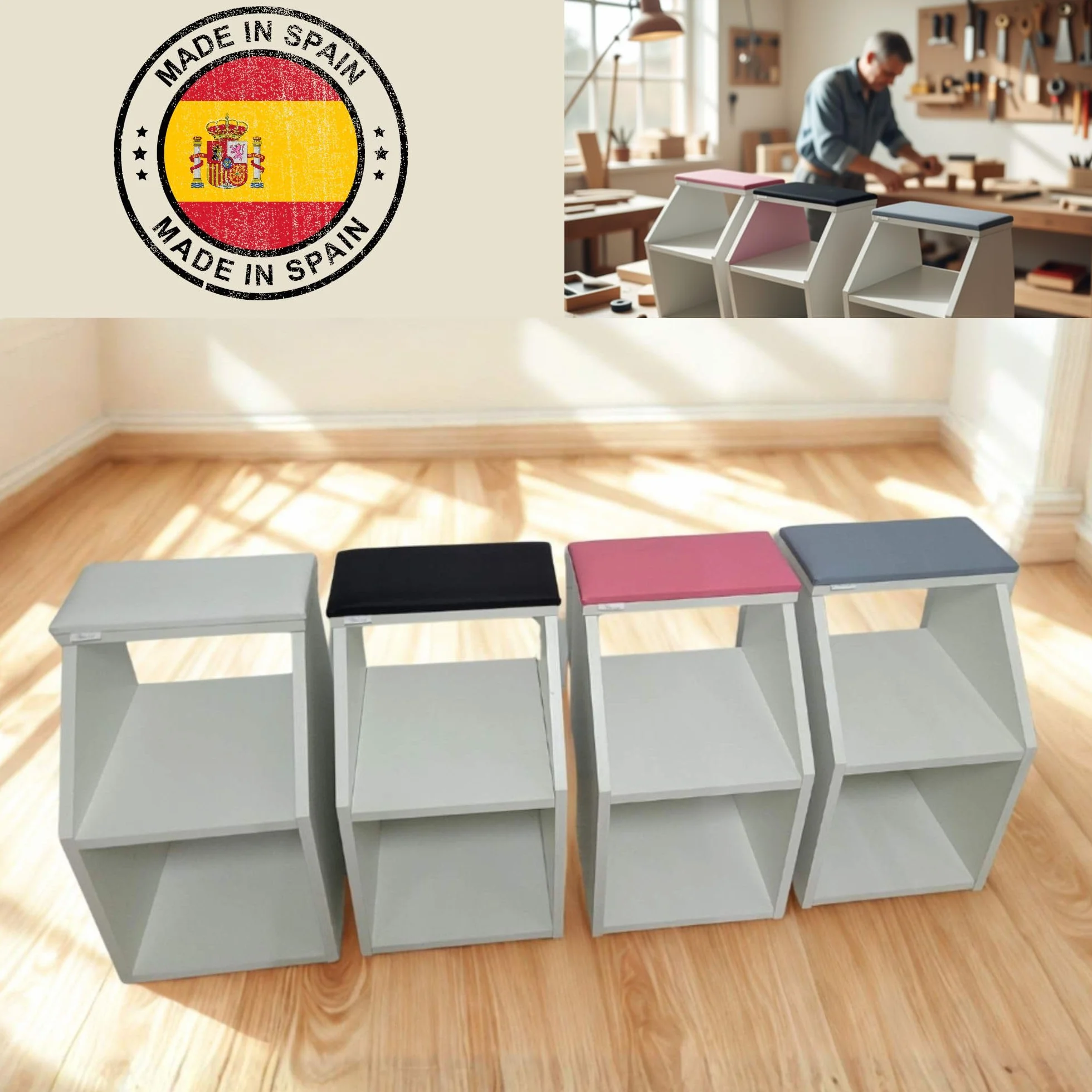Reposapiés Pedicura Profesional Soporte Ergonómico Antideslizante Fabricado en España Gris