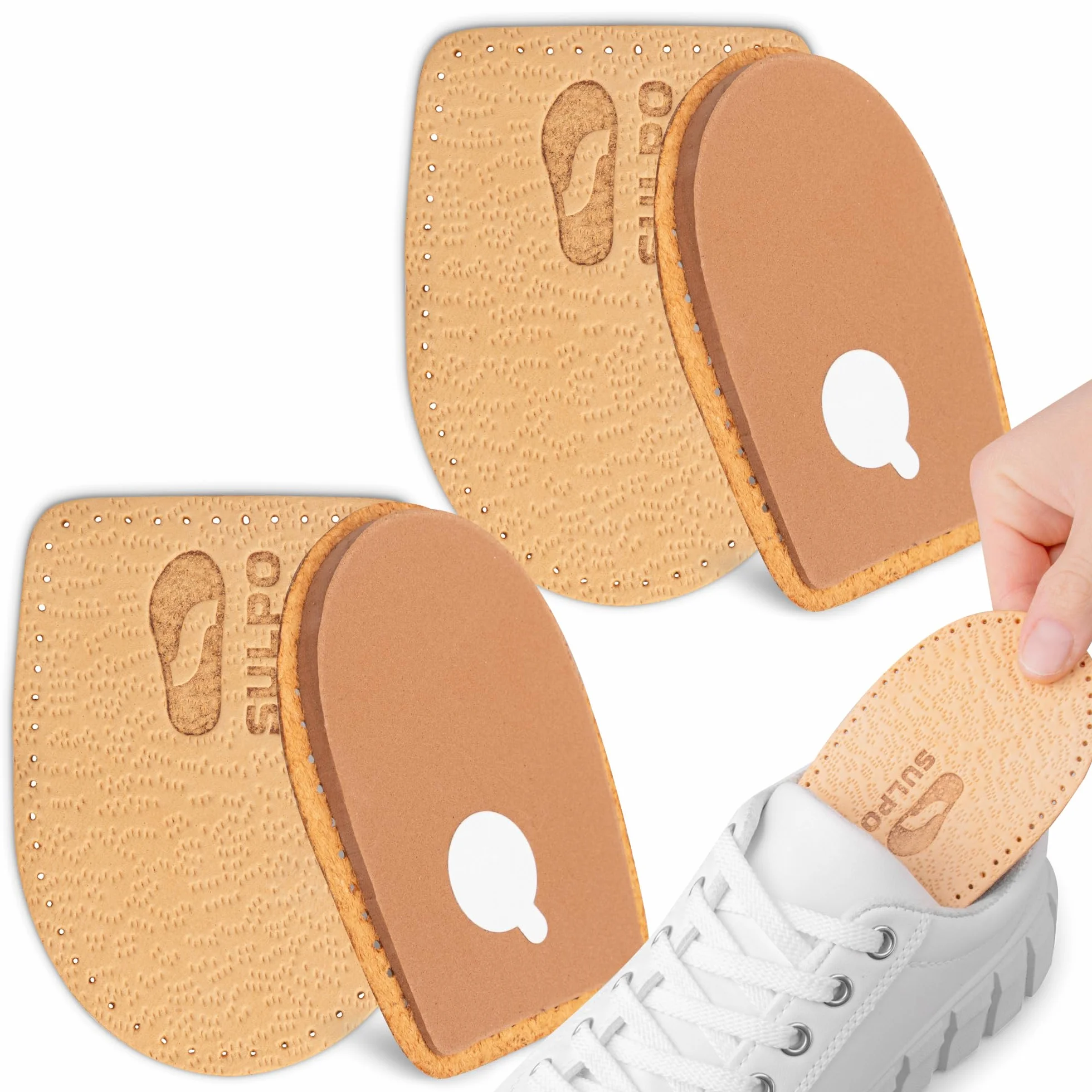Sulpo 2 Pares Plantillas Talón para Zapatos Hombre Mujer - Elevador Talón Beige 5 mm Talla 41-46