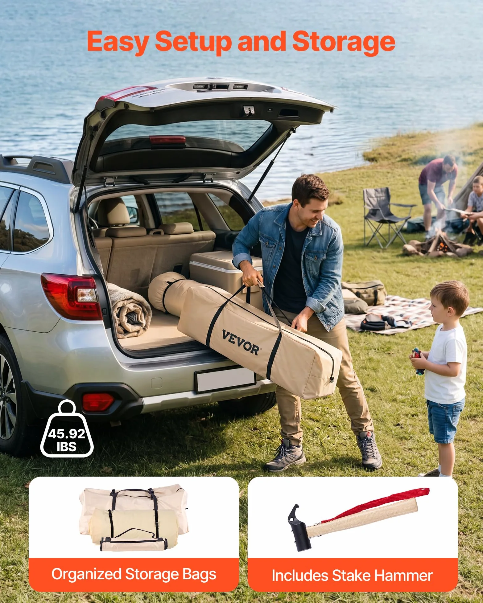 VEVOR Tienda de Campaña para 3-4 Personas, Tienda de Campaña Tipi de Tela Oxford Impermeable, con Salida de Humos de Estufa Suelo Desmontable Puerta de Malla, para Glamping Acampada Familias Amigos