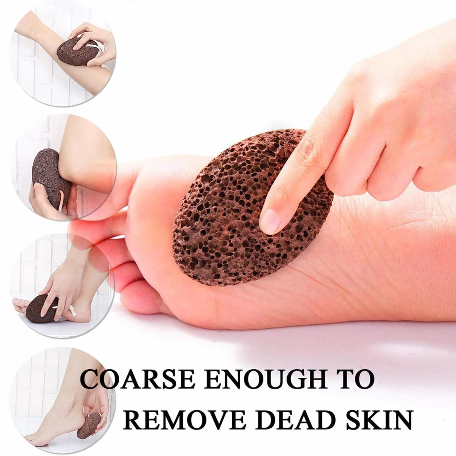 PHOGARY Piedra pómez natural para pies 1 pieza herramientas de pedicura removedor de callos exfoliación natural Negro