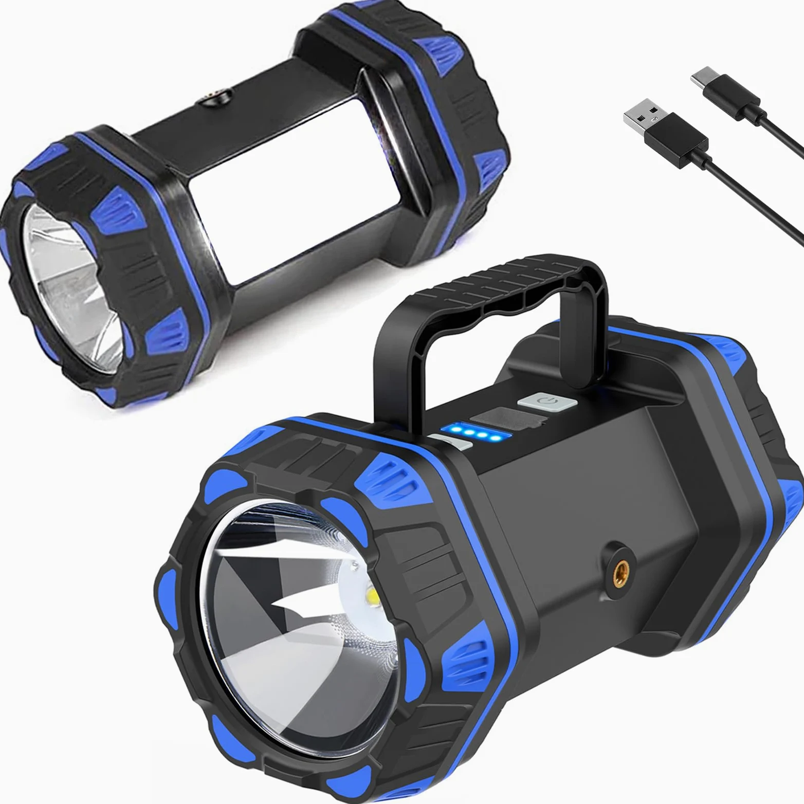 Linterna LED de camping recargable, linterna de camping de 1500 lm, 8 modos de luz, luces de camping de capacidad 4800, banco de energía USB, luz de flash brillante portátil para emergencias, cortes
