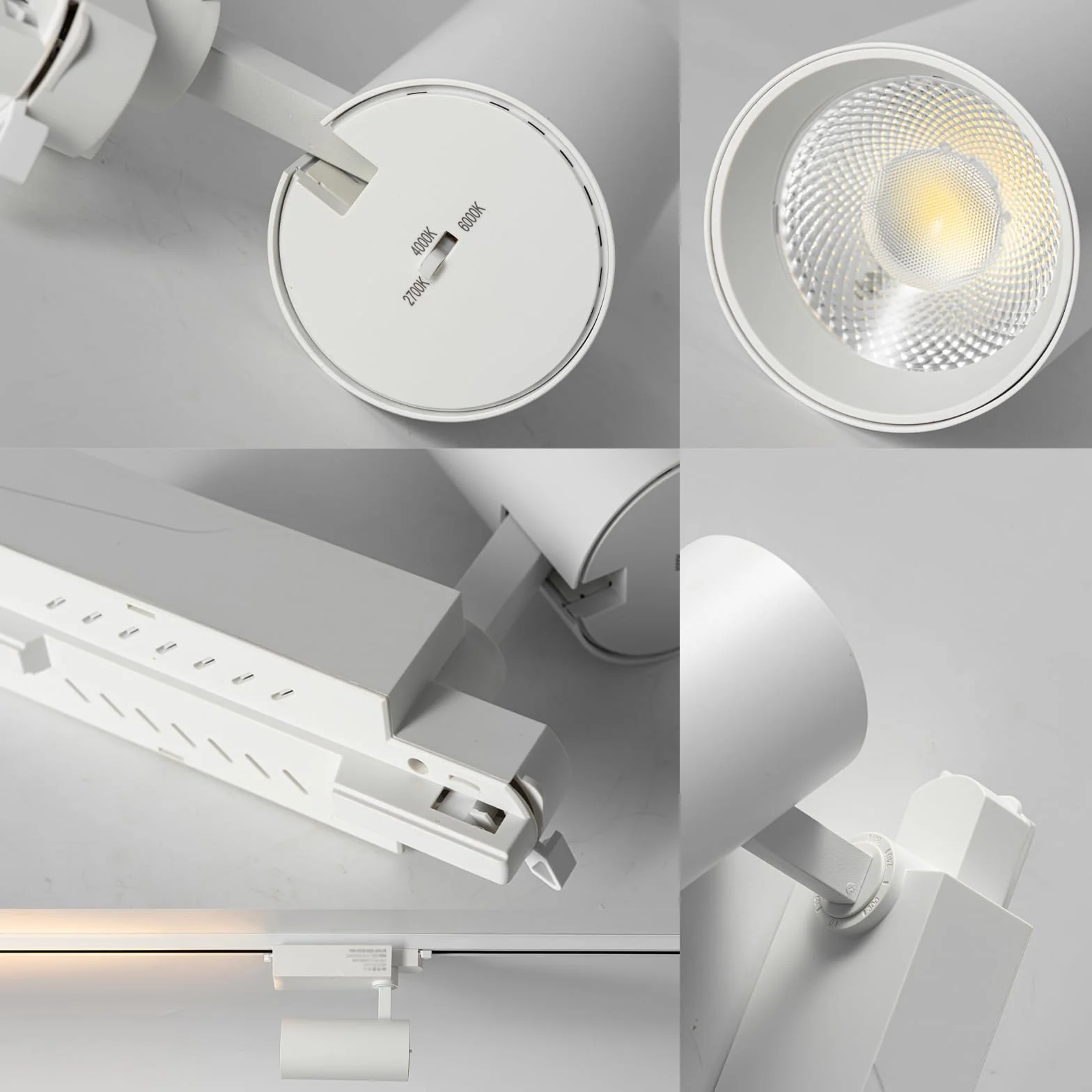 Alpinaluz Foco LED Carril Monofásico 20W 2000lm CCT Seleccionable 2700K-4000K-6000K Orientable Blanco Mate 40°