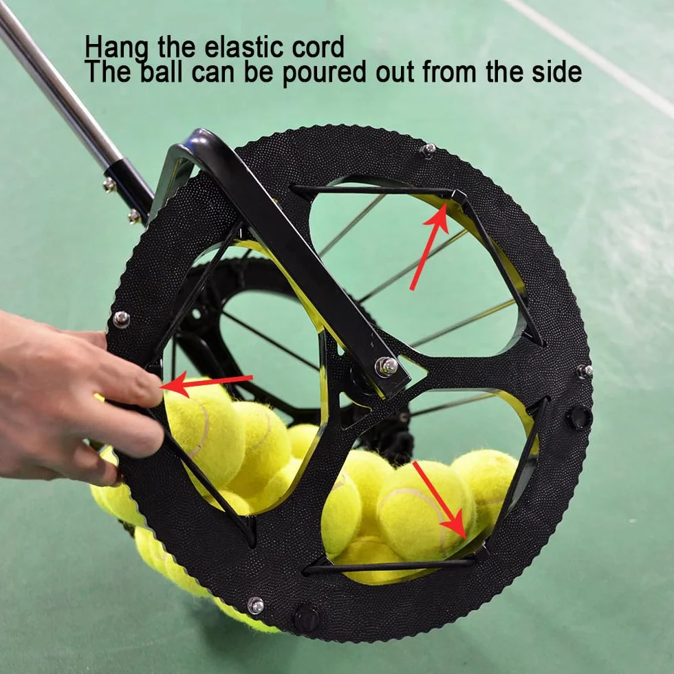 Recogedor automático de pelotas de tenis 2 en 1, capacidad 80 pelotas, mango y rodillo para entrenamiento