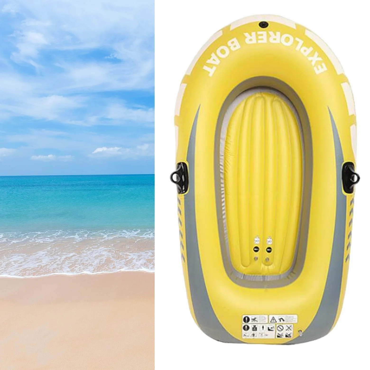 Kayak Hinchable, Bote, Balsa de Pesca Hinchable, Canoa Flotante, PVC Reforzado, Montaje Rápido, Apto para Deportes, Relajación Y Pesca.