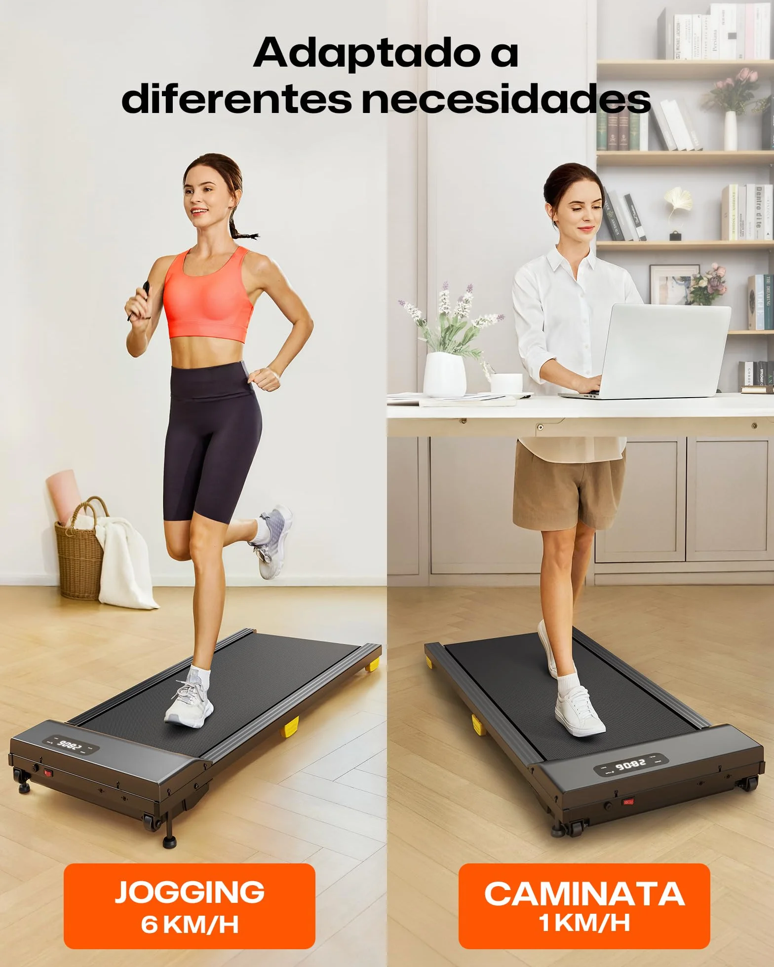 UREVO Almohadilla 9% Inclinada Cinta de Correr, Walking Pad mit Sechs-Punkt-Stoßdämpfung, Cinta de Correr Debajo Escritorio, para Hogar y Oficina, 2.5HP Cinta de Andar 1-6 KM/H