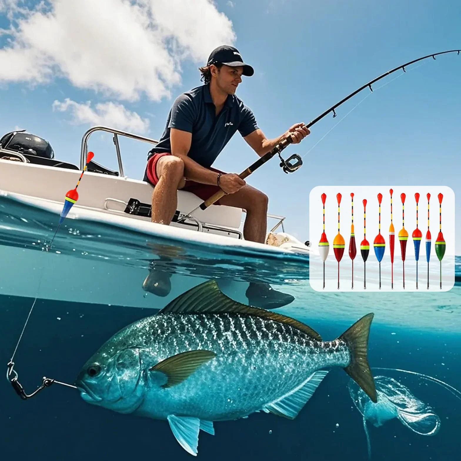 10 Pcs Flotadores de Pesca, Boyas de Pesca de Trucha, Pescas Accesorios, Accesorios Pescas y Bobbers, con Pesas de 100 G para Peces Fondos Poco Profundos, Peces Comunes, Anguilas