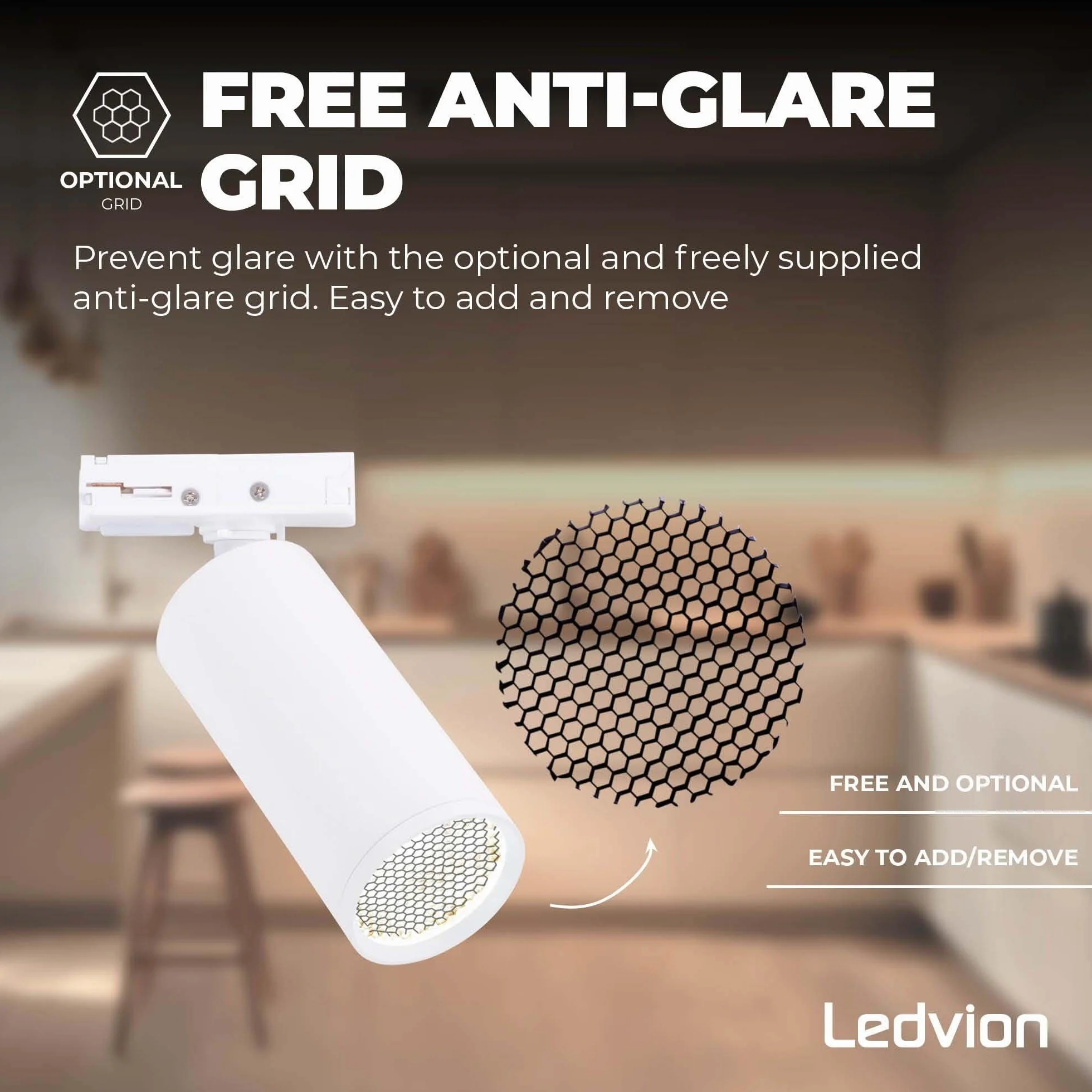 Ledvion Sistema de rieles iluminacion 2m Carril Monofasico Blanco 4x Foco techo Orientable GU10