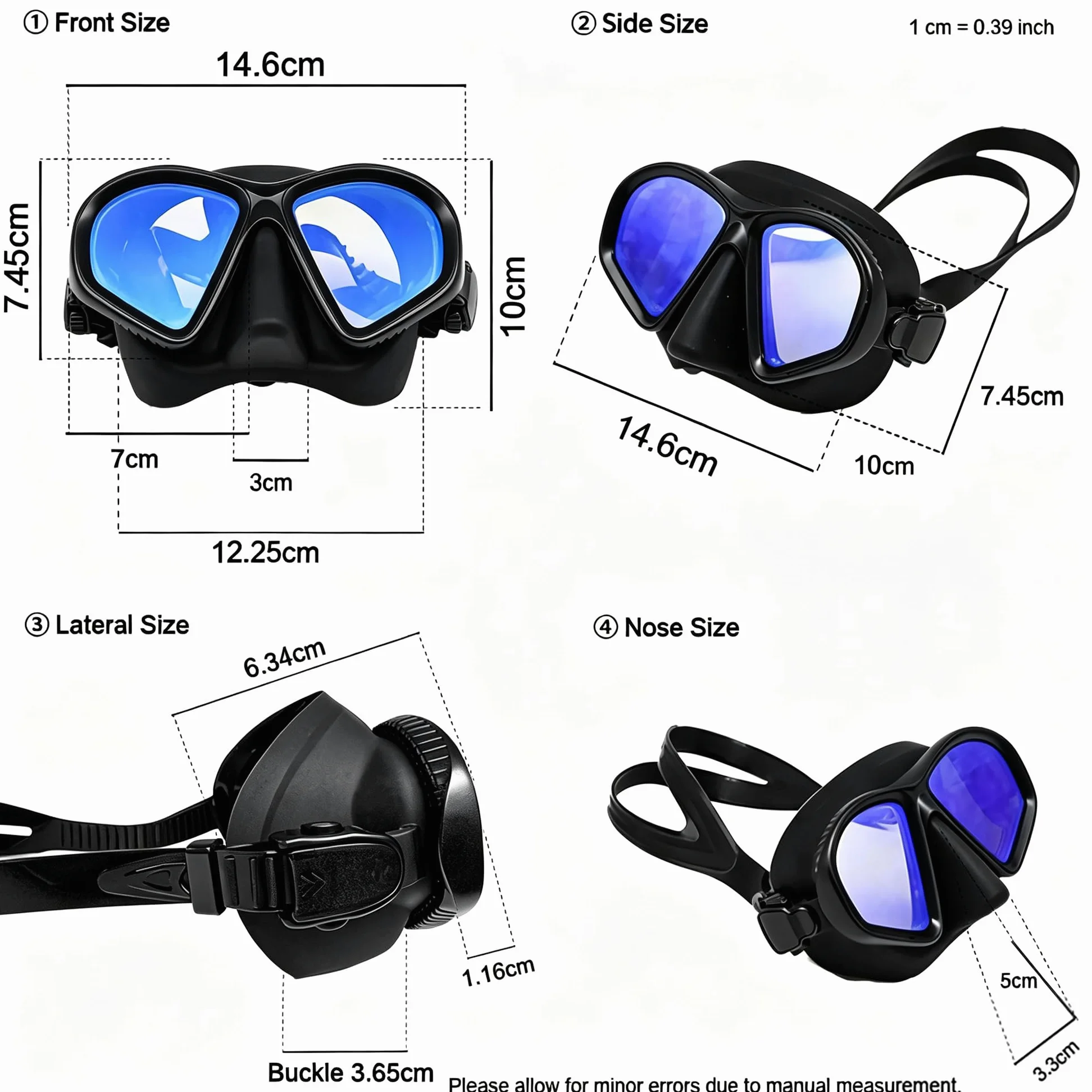 Máscara profesional de buceo libre húmeda de bajo volumen, antifugas, vidrio templado, máscara de buceo libre, buceo, apnea, pesca submarina, esnórquel tipo J