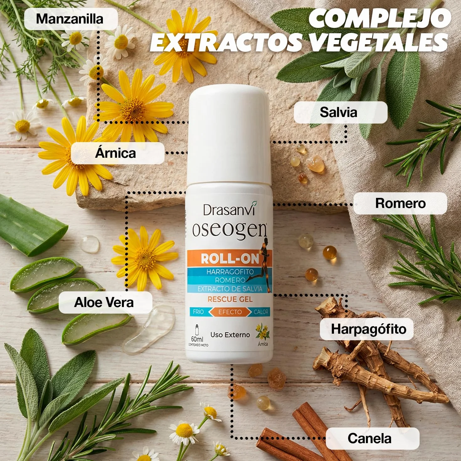Rescue Gel Roll-On con Árnica, Acción Localizada Frio-Calor, 60 ml