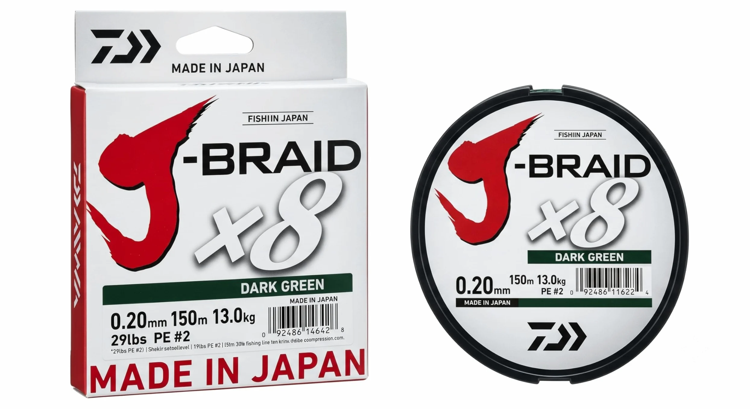 Daiwa J-trenza 8 trenza 300 M de colour verde oscuro - hilo de pesca