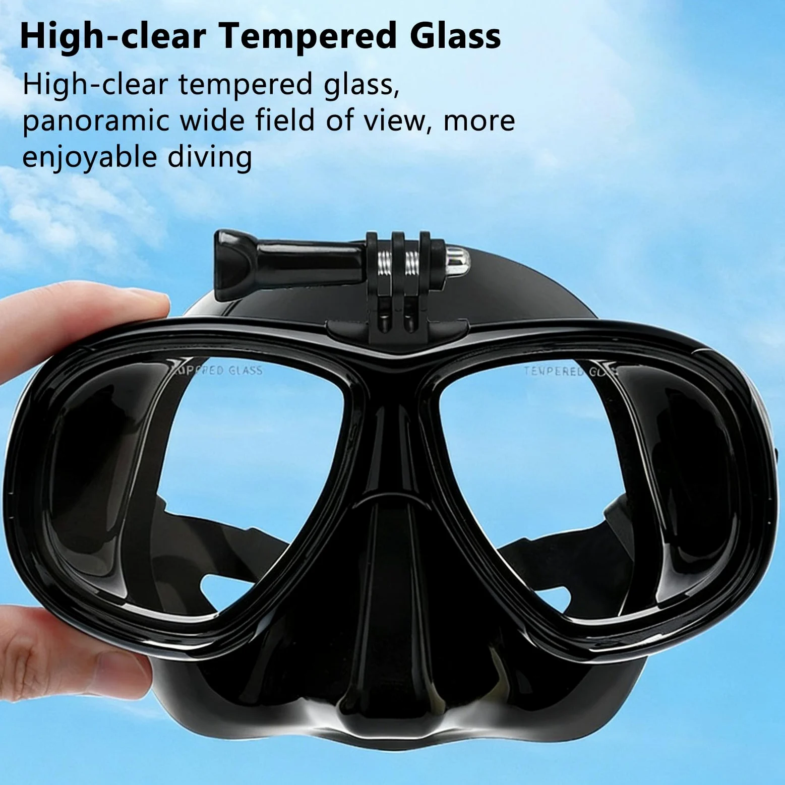 Máscara Snorkel Seca con Soporte Cámara, Gafa Silicona Cómoda | Equipo de Snorkel con Base para cámara; System Seco Respirable, Ideal para Buceo Turístico y Viajes