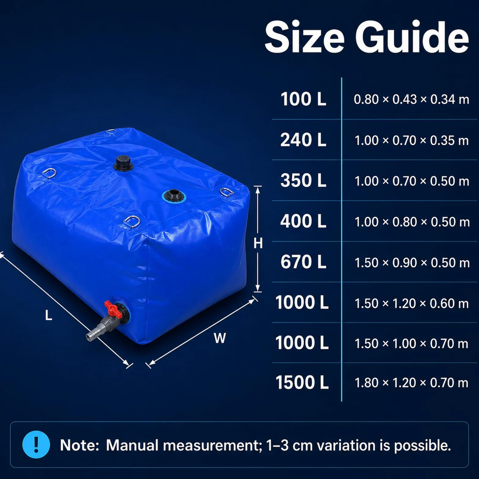 Bolsa De Agua Plegable Engrosada,Tanque Agua PortáTil Plegable,DepóSito De Agua Plegable con Grifo,Costuras Reforzadas,para Acampar,para Resistencia A La SequíA,Riego
