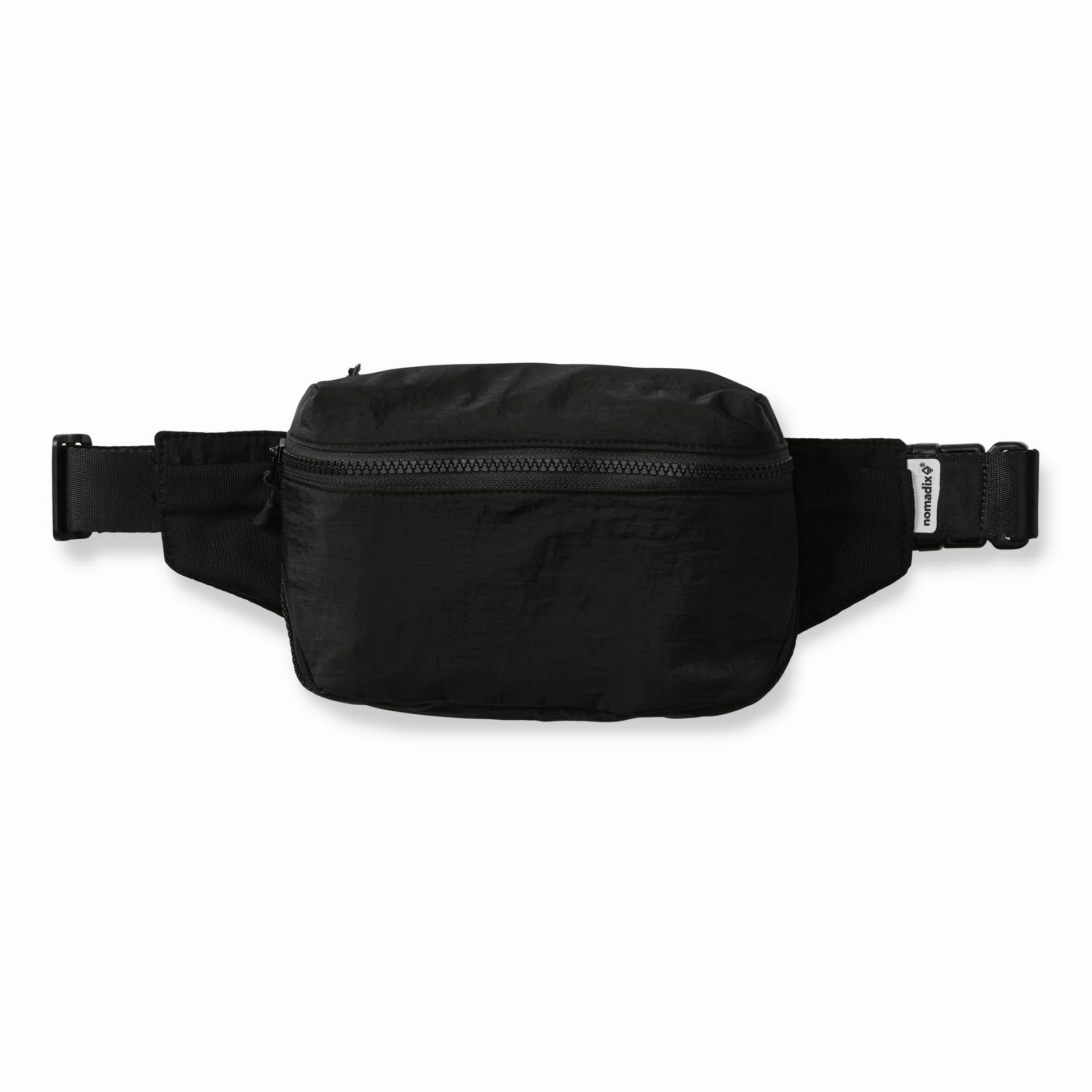Nomadix Fanny Pack Raven Black - Bolsa cruzada ligera y resistente al agua para senderismo, festivales y viajes, nailon reciclado ecológico con clip para llaves, bolsillos dobles y almacenamiento