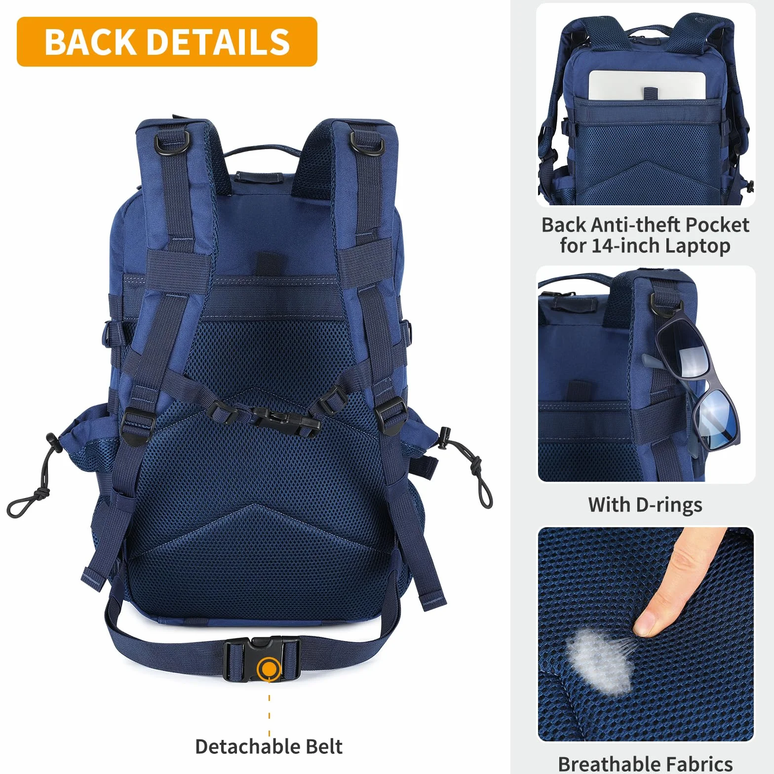 Mochila Táctica de Nylon 45L Impermeable para Caza y Aire Libre - Azul