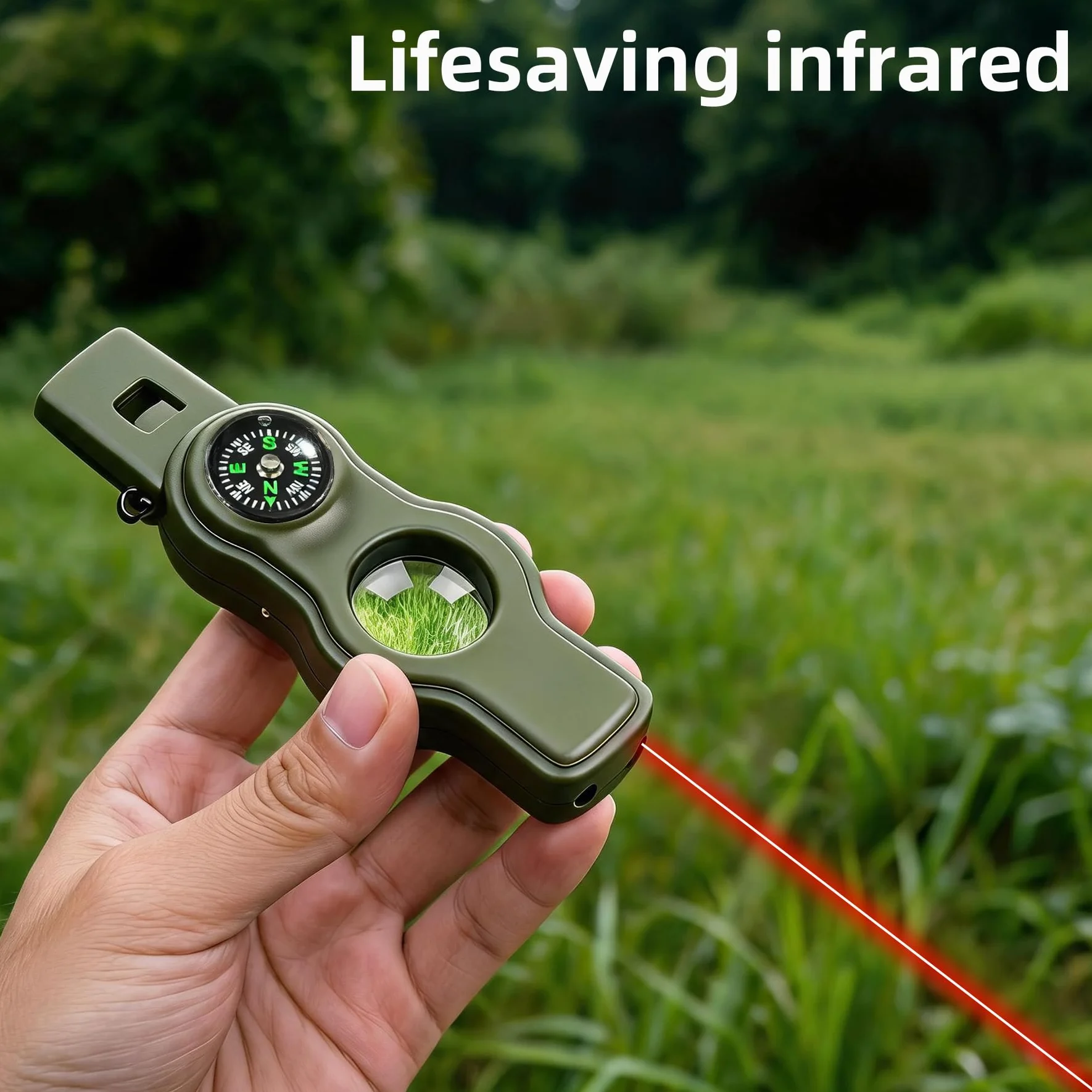 Silbato de seguridad de supervivencia de emergencia, silbato para niños con cordón, brújula, termómetro, ideal para kayak, canotaje, senderismo, camping, escalada
