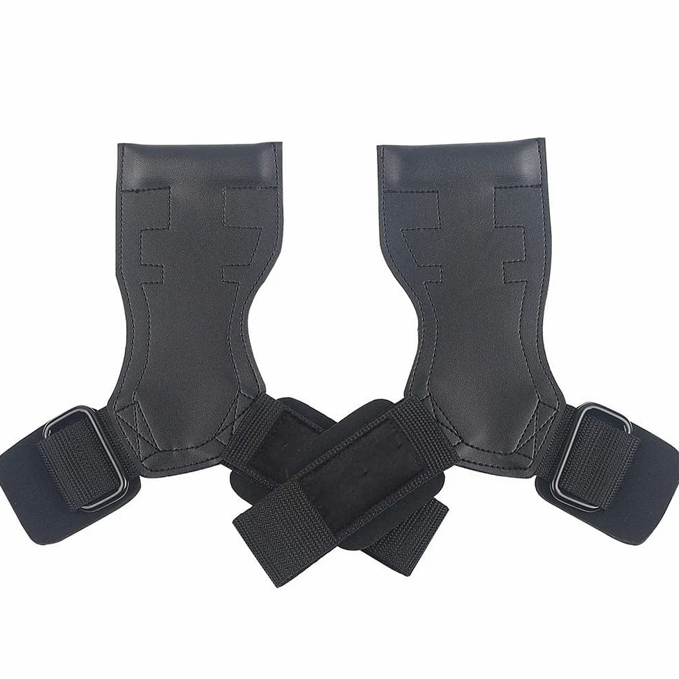 Guantes de gimnasio para levantamiento de pesas para hombre, empuñaduras de mano de Pvc, muñequeras de cuero de vaca para levantamiento de pesas, equipo de entrenamiento con mancuernas, 2 uds.