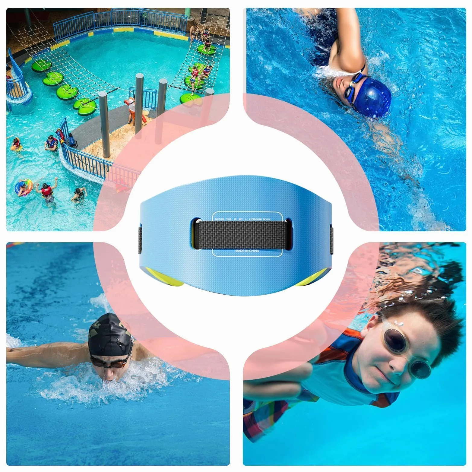 Cinturón de natación ergonómico seguro – moderno de alta densidad, piscina para adultos y niños al aire libre, lago, río, mar, aeróbic acuático | Multipropósito al aire libre al aire libre