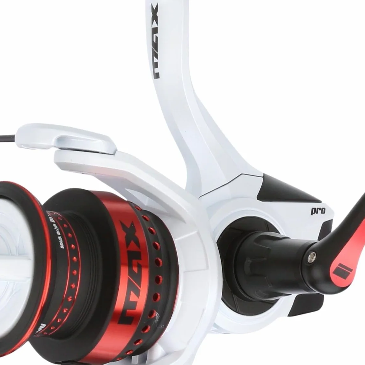 Abu Garcia MAX Pro Carrete Giratorio | Ligero y Duradero | Carrete de Pesca de Agua Dulce para Pescadores | Arrastre Suave, antirretroceso instantáneo | Lubina, Trucha, Leucoma | 4000H Blanco y Rojo
