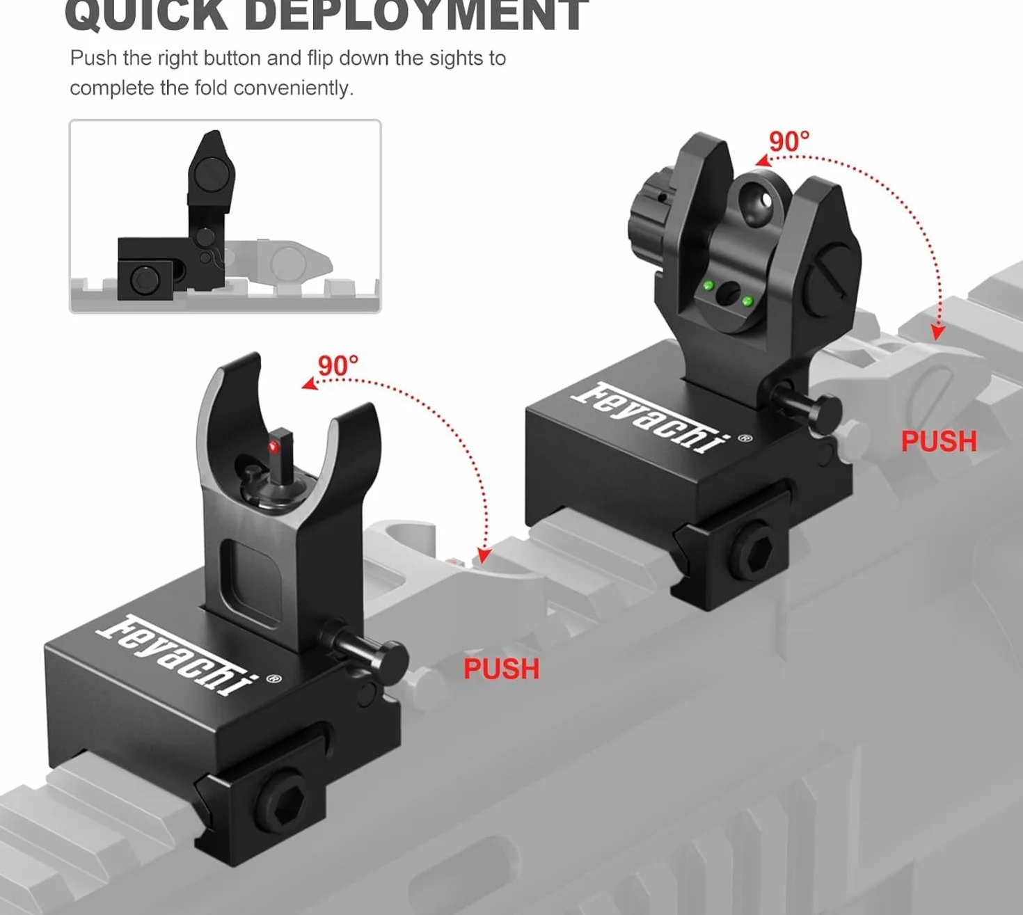Feyachi S28 Flip Iron Sight con Herramientas de Ajuste, Miras Tácticas Plegables Delanteras y Traseras Sólo para Actividades Deportivas