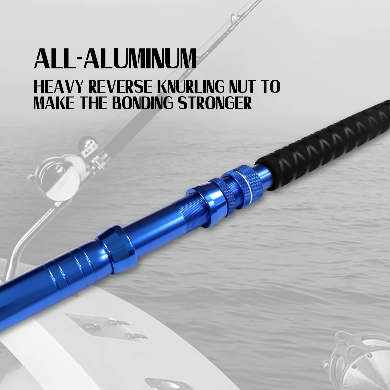 Fiblink Caña de Pescar 2 Piezas Agua Salada Convencional Barco Guías Rodillo 30-50 lbs 5'6"