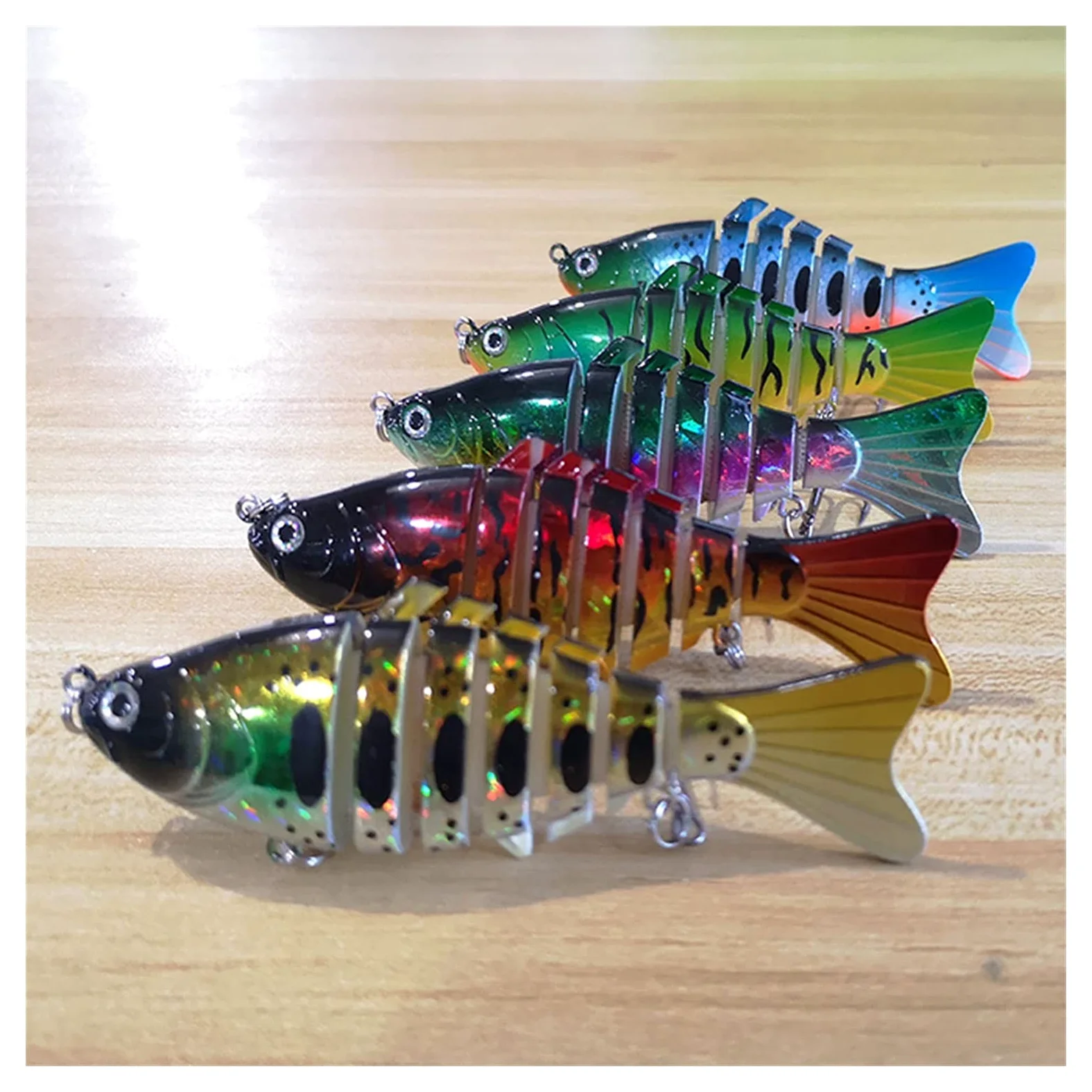 Señuelos Pesca Wobblers Pesca señuelos Artificiales Secciones Multi articuladas Artificiales Cebo Duro Trolling Herramientas de Pesca de Carpa 5PCS Cebo Artificial