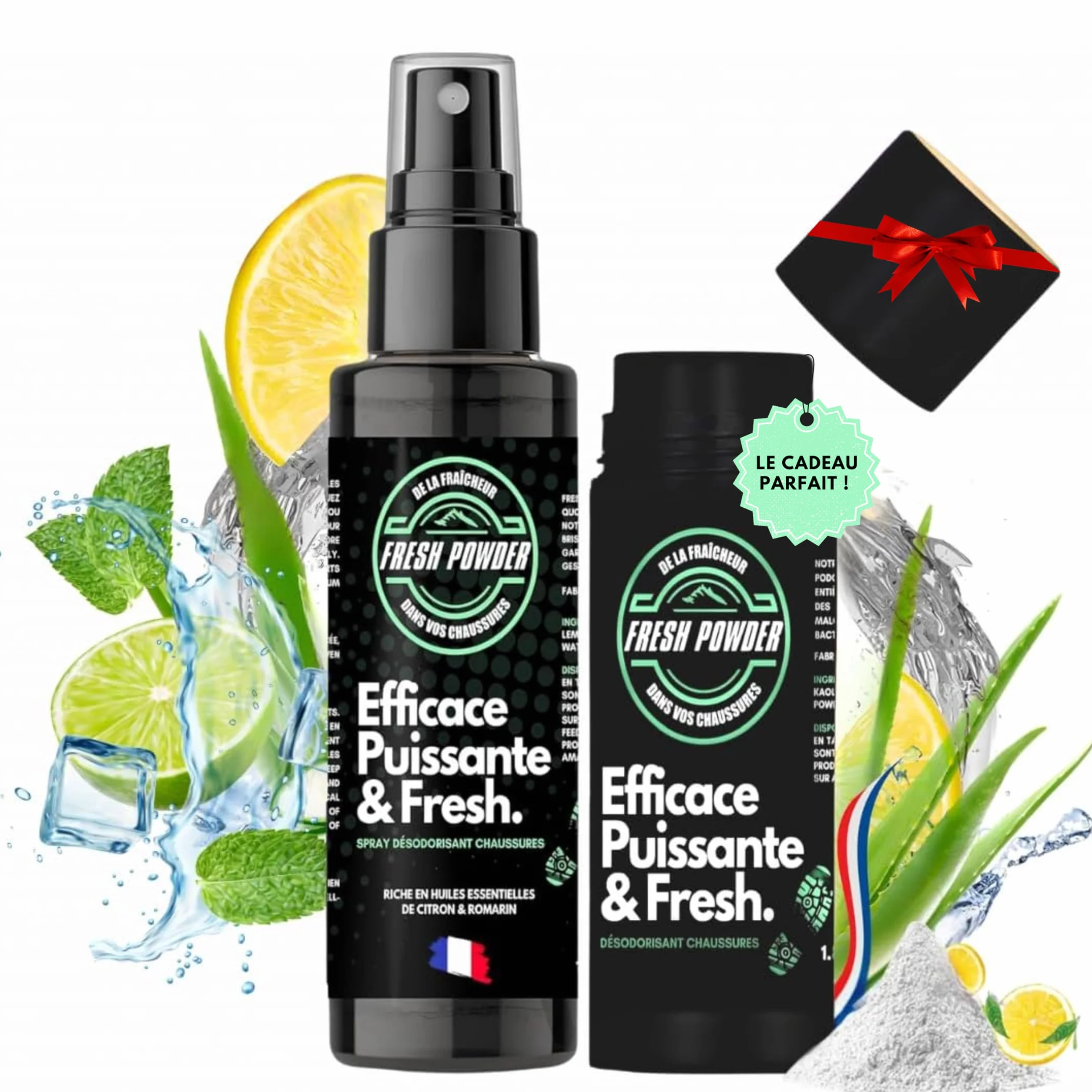 Desodorante de zapatos Fresh Powder Limón 120 ml elimina olores neutraliza humedad polvo natural